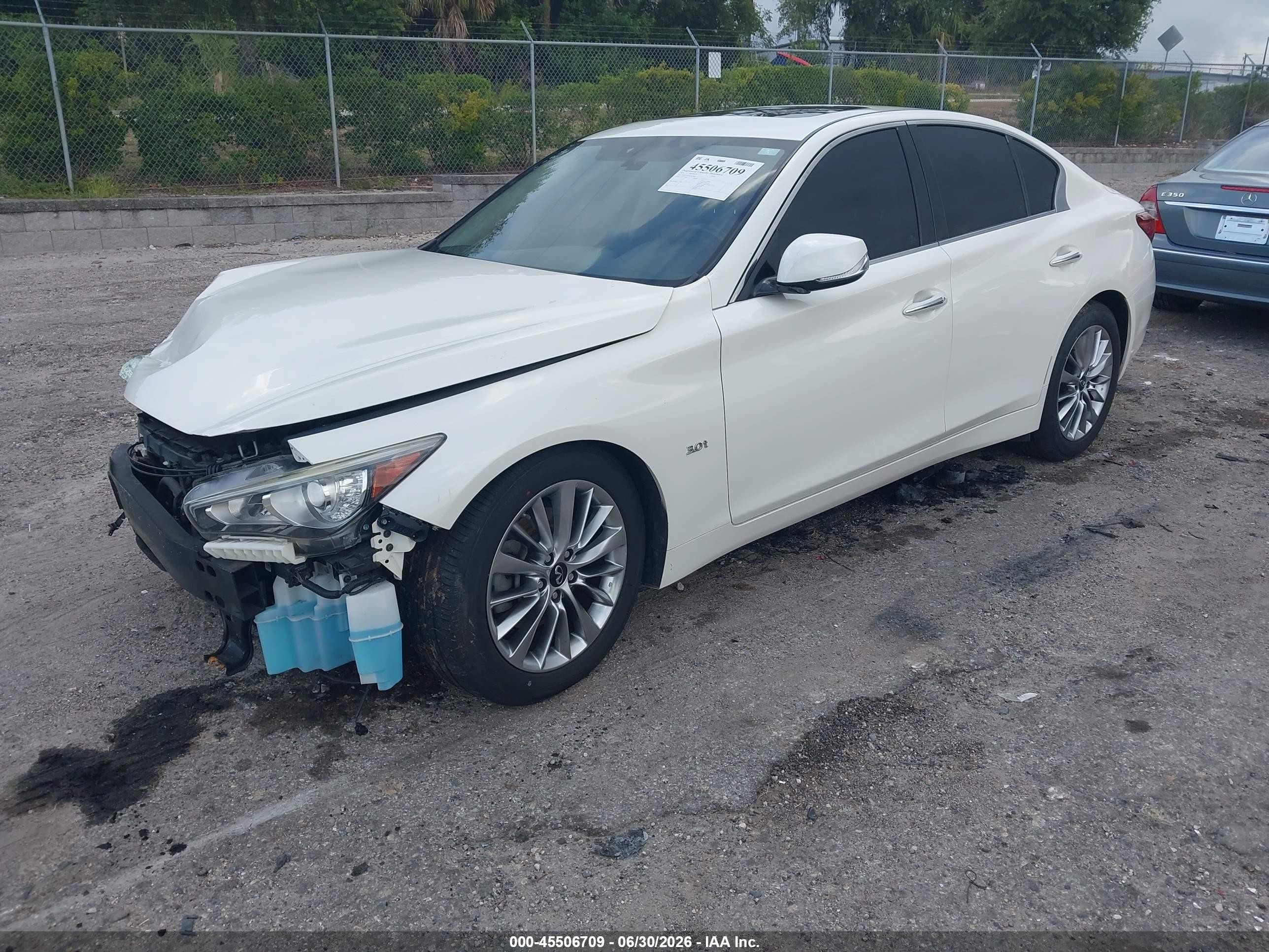 2019 Infiniti Q50 VIN JN1EV7AP3KM543689 IAAI salvage auction — Front End, Rebuildable (Florida), sold $3,200 on 2026-09-26 (photo 2)