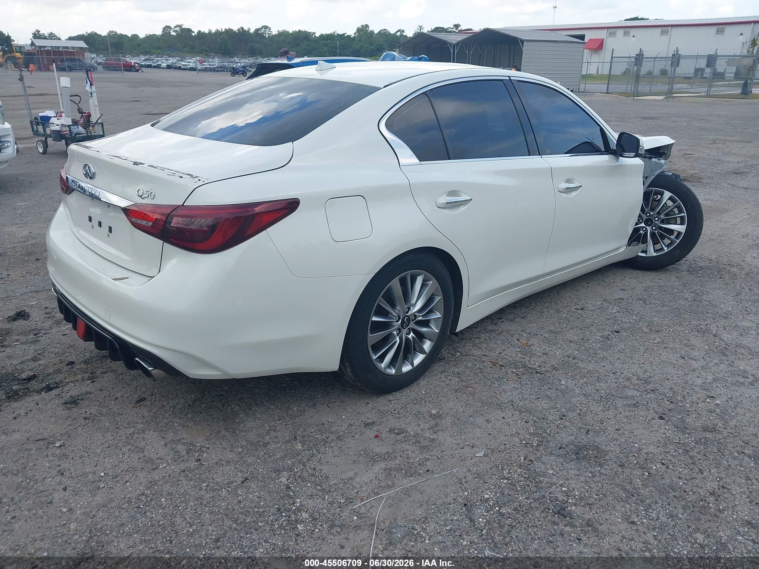 2019 Infiniti Q50 VIN JN1EV7AP3KM543689 IAAI salvage auction — Front End, Rebuildable (Florida), sold $3,200 on 2026-09-26 (photo 4)