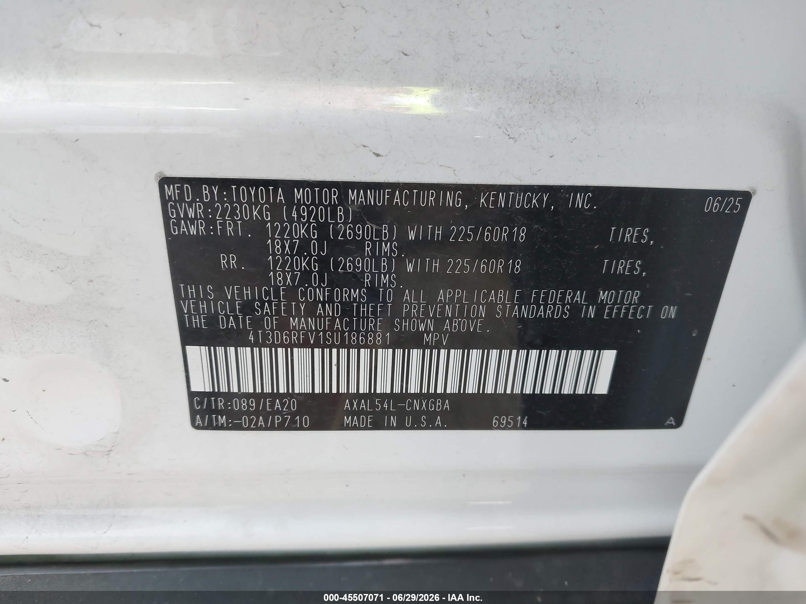 2025 Toyota Rav4 hybrid VIN 4T3D6RFV1SU186881 IAAI salvage auction — Front & Rear, Clear (Oklahoma), sold $11,100 on 2026-08-25 (photo 9)