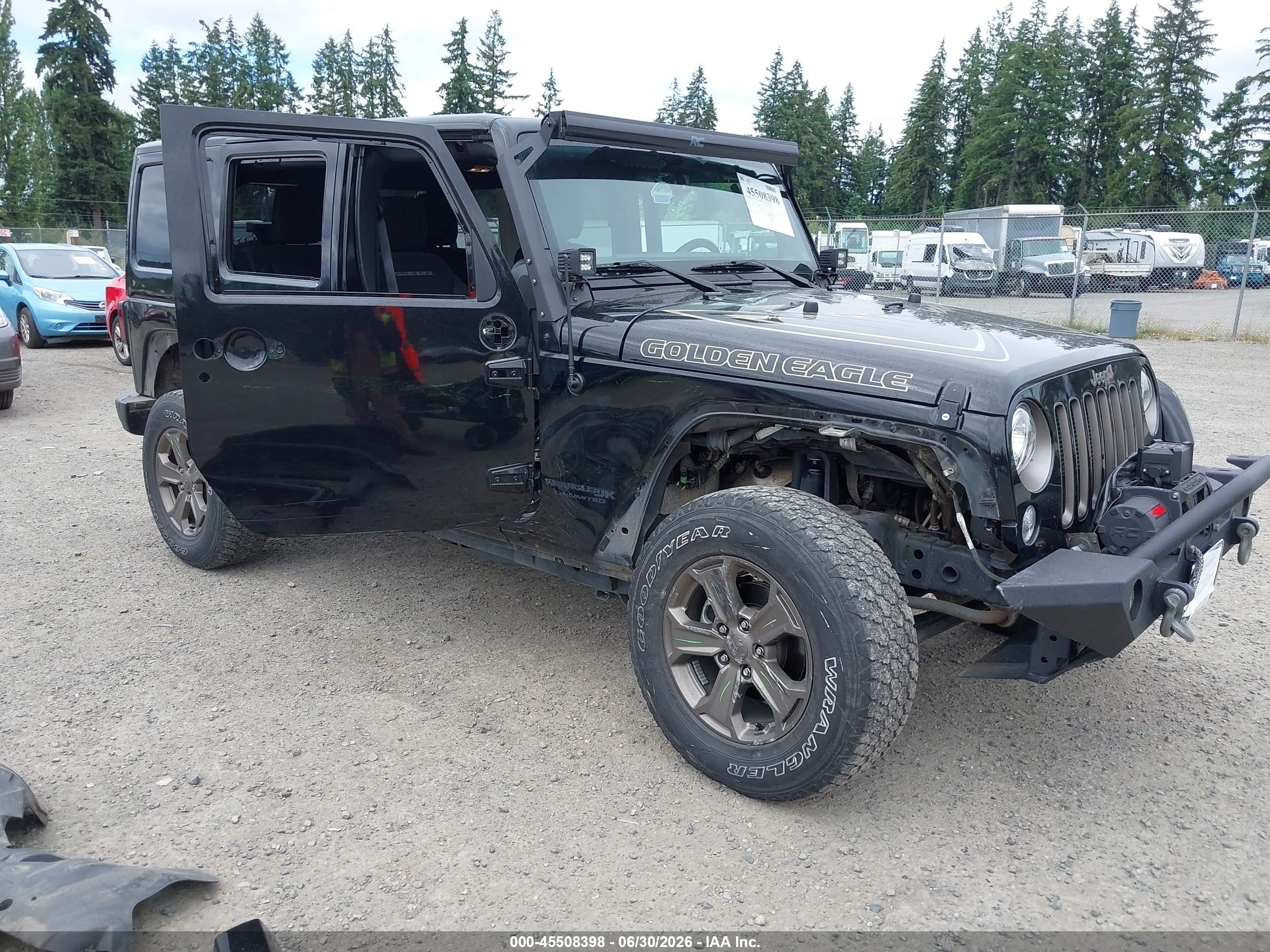 2018 Jeep Wrangler Unlimited VIN 1C4BJWDG7JL864513 IAAI salvage auction — Side, Bill Of Sale (Washington), sold $7,600 on 2026-07-12 (photo 1)