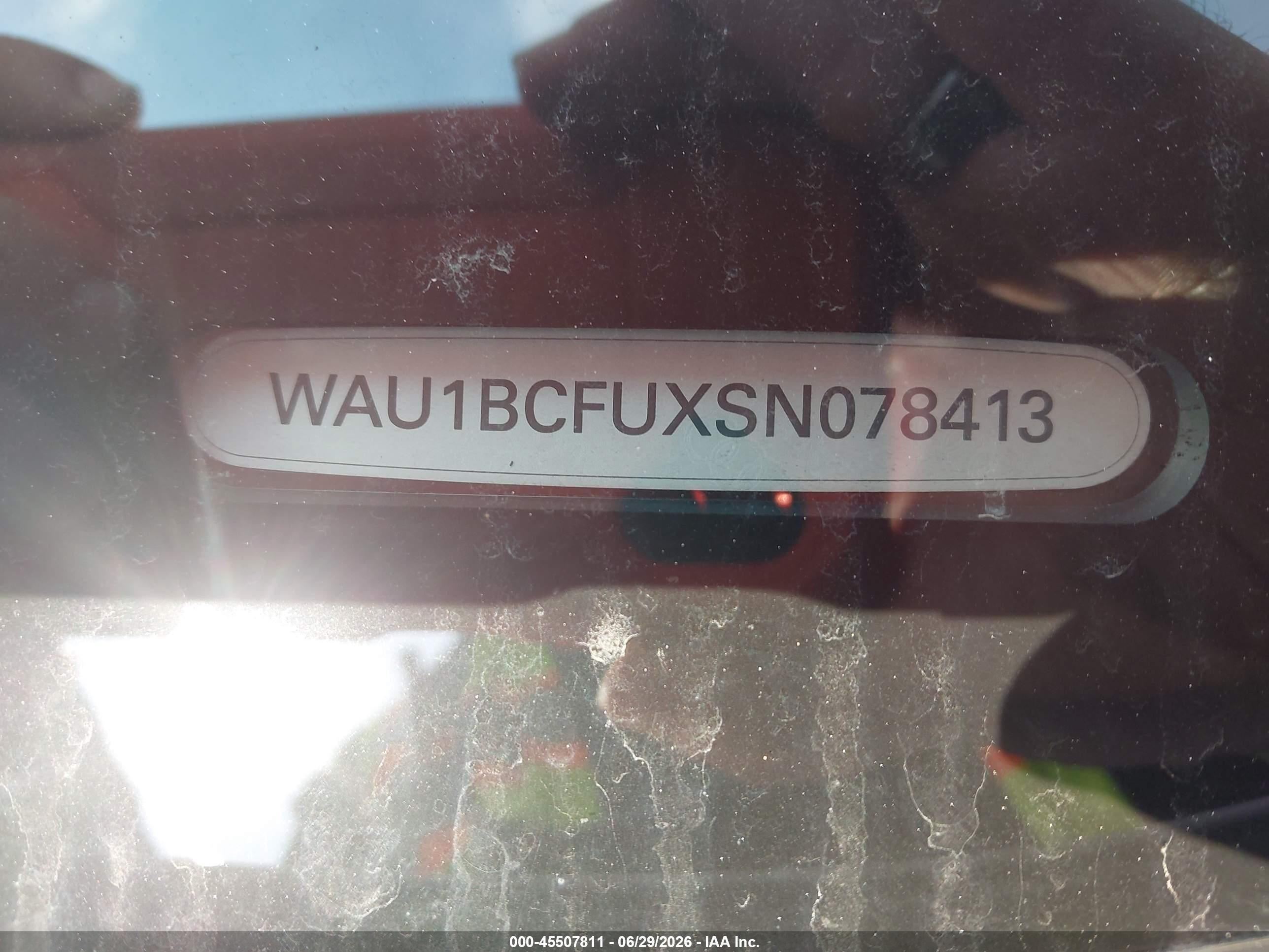 2025 Audi All-new A5 VIN WAU1BCFUXSN078413 IAAI salvage auction — Undercarriage, Certificate Of Destruction (Florida), sold $16,900 on 2026-09-11 (photo 9)