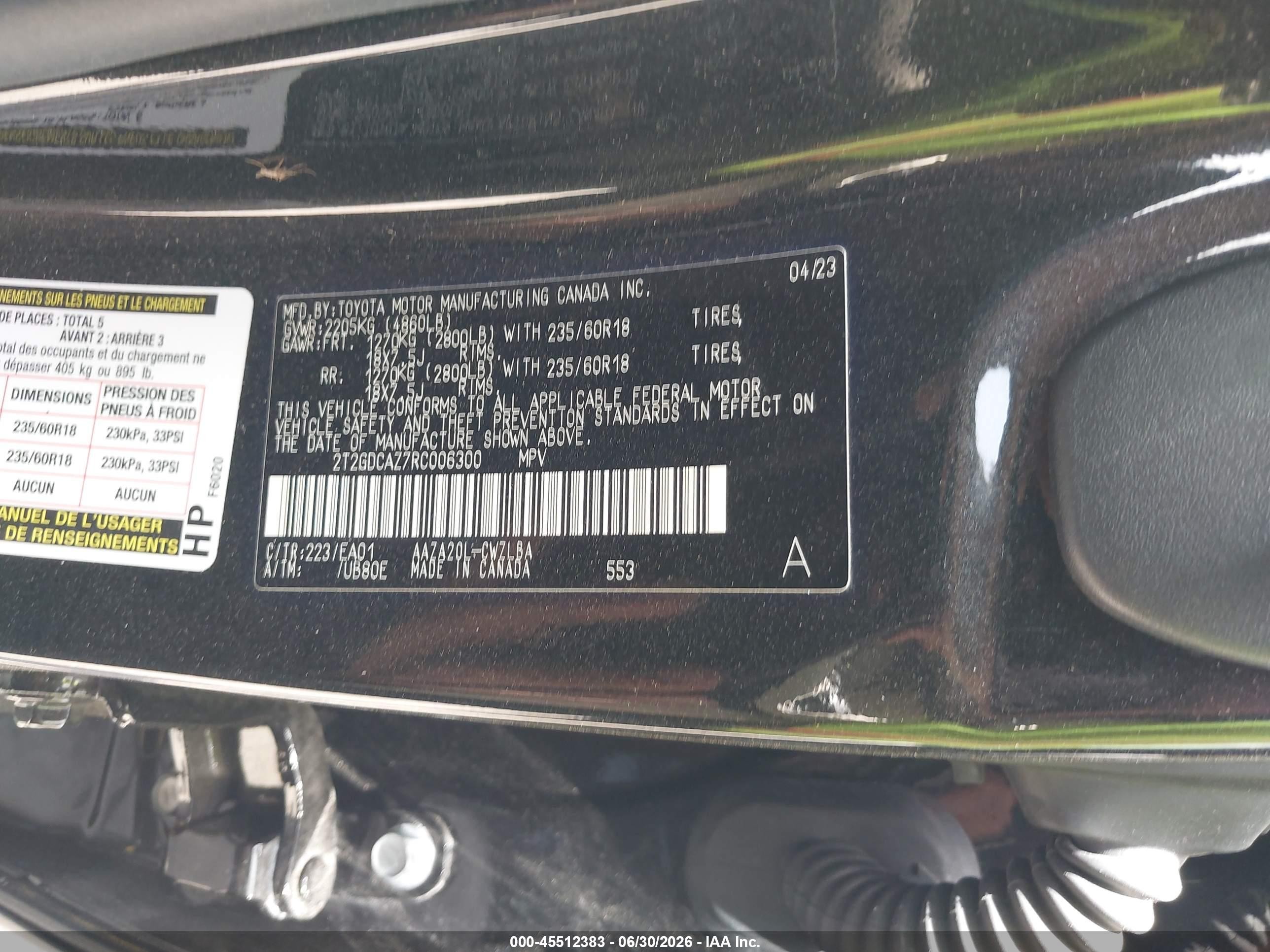 2024 Lexus Nx VIN 2T2GDCAZ7RC006300 IAAI salvage auction — All Over, Salvage (Texas), sold $6,400 on 2026-08-26 (photo 9)