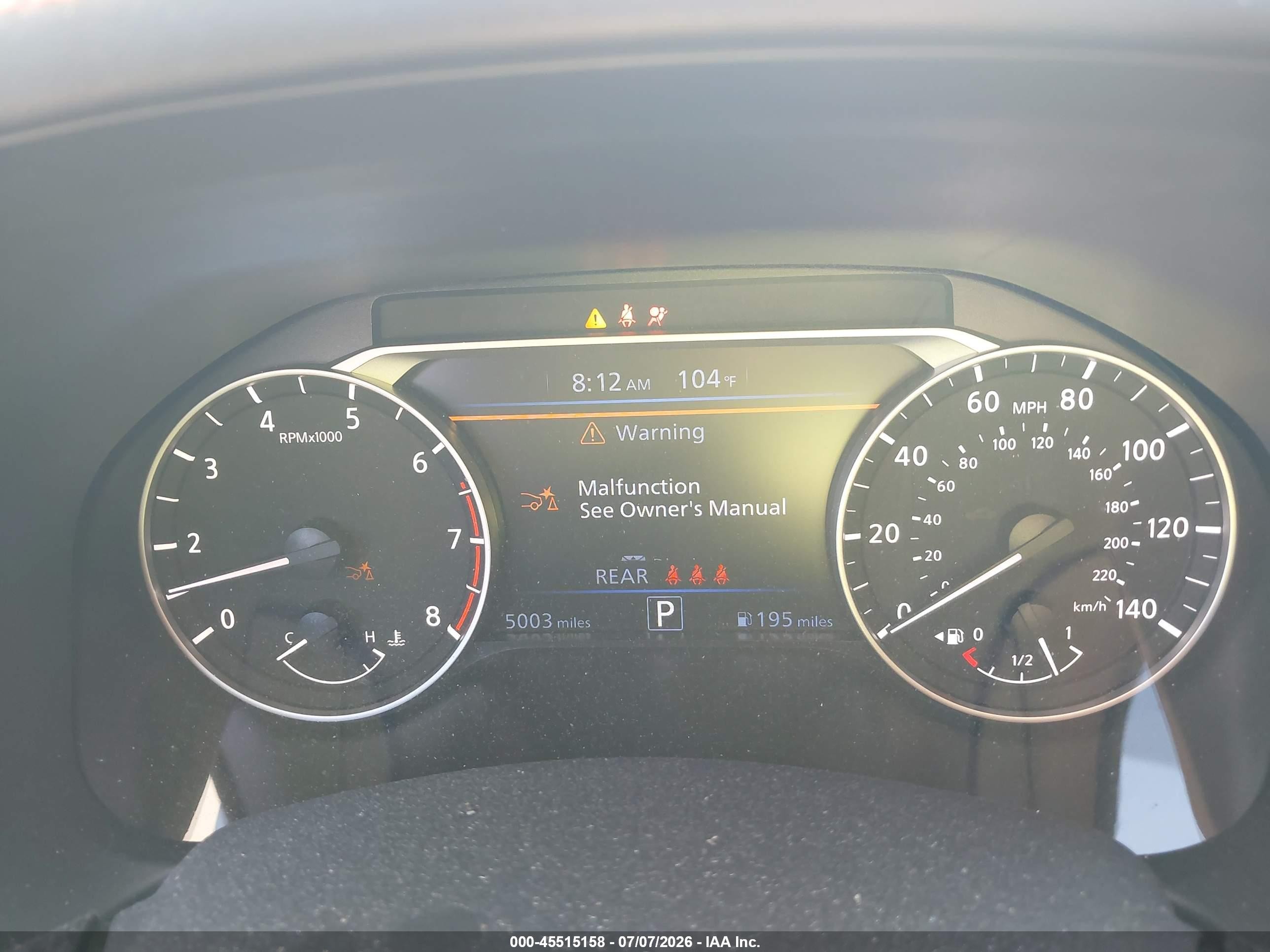 2025 Nissan Altima VIN 1N4BL4CV7SN354060 IAAI salvage auction — Side, Original (Texas), sold $8,800 on 2026-08-26 (photo 7)