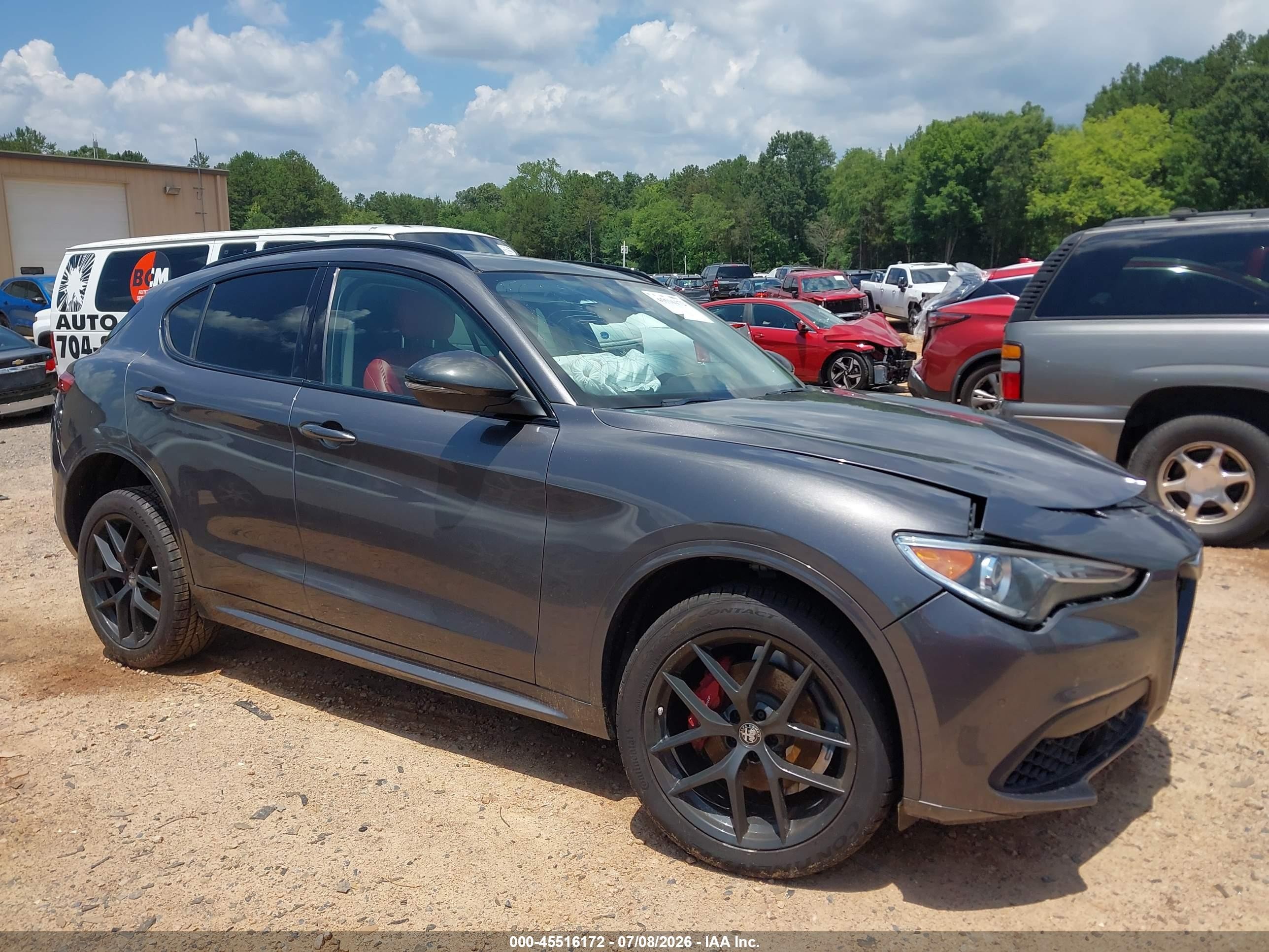 2021 Alfa Romeo Stelvio VIN ZASPAKBN5M7D09774 IAAI salvage auction — Front End, Salvage (North Carolina), sold $2,900 on 2026-09-10 (photo 1)