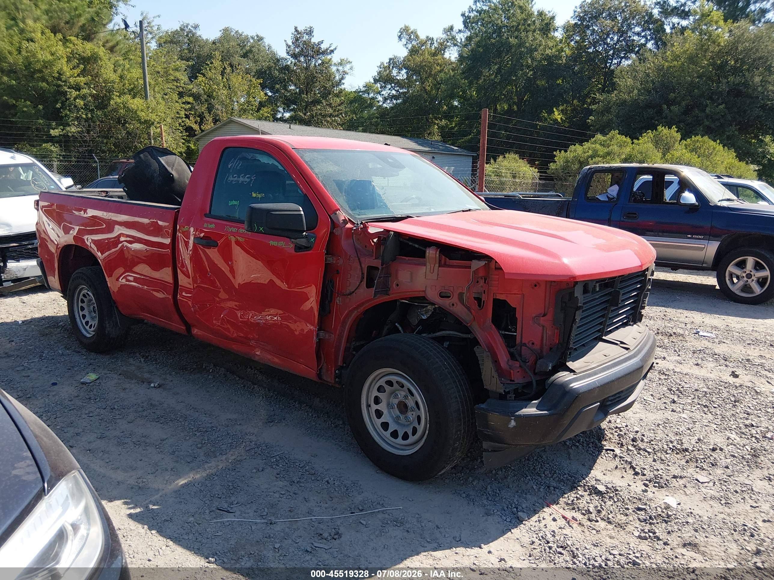 2023 Chevrolet Silverado VIN 3GCNAAEK2PG102859 IAAI salvage auction — Front End, Salvage (South Carolina), sold $3,500 on 2026-09-08 (photo 1)