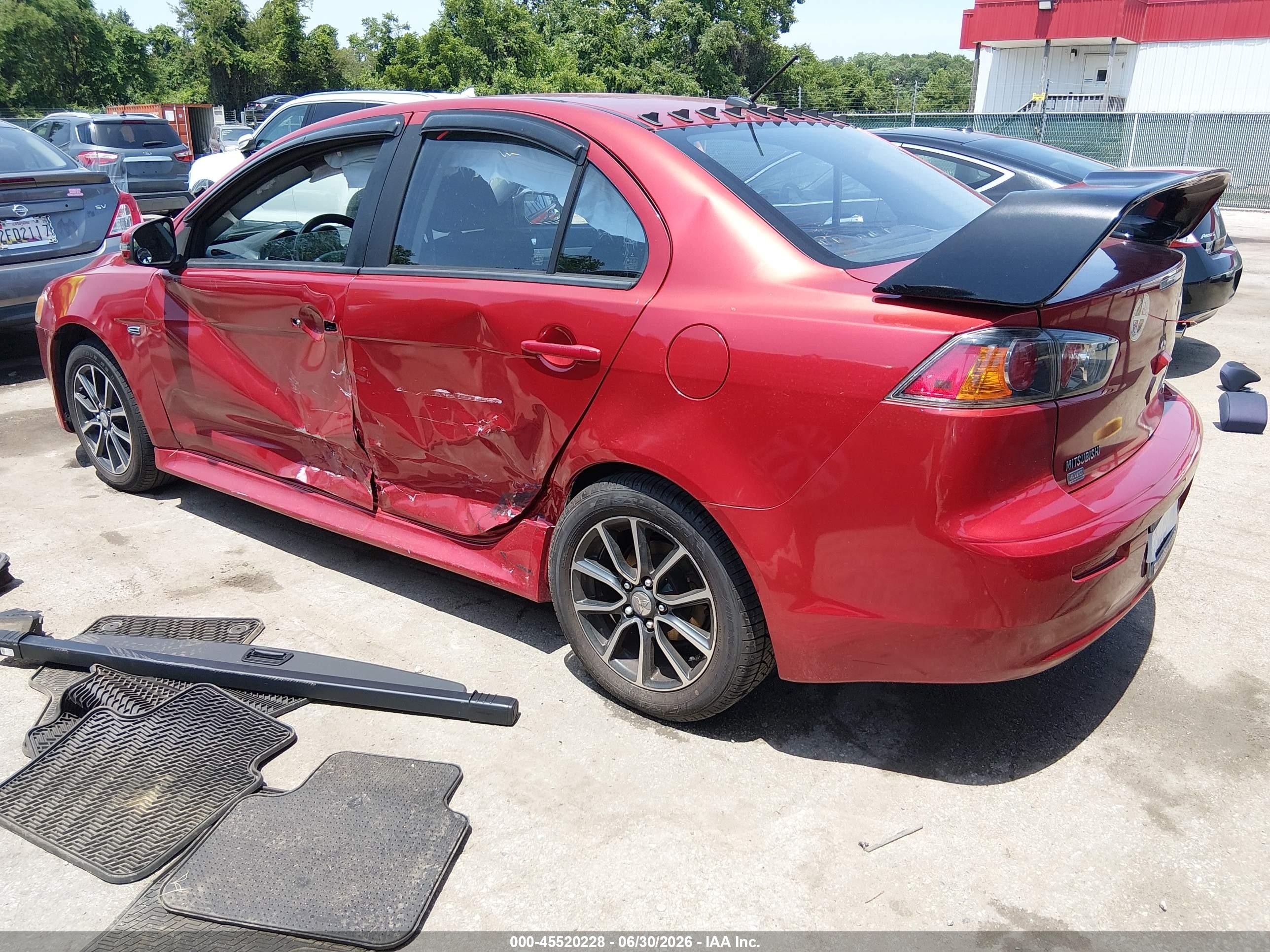 2015 Mitsubishi Lancer VIN JA32V2FW0FU004499 IAAI salvage auction — Side, Salvage - Greater Than 75% (Maryland), sold $775 on 2026-10-02 (photo 3)