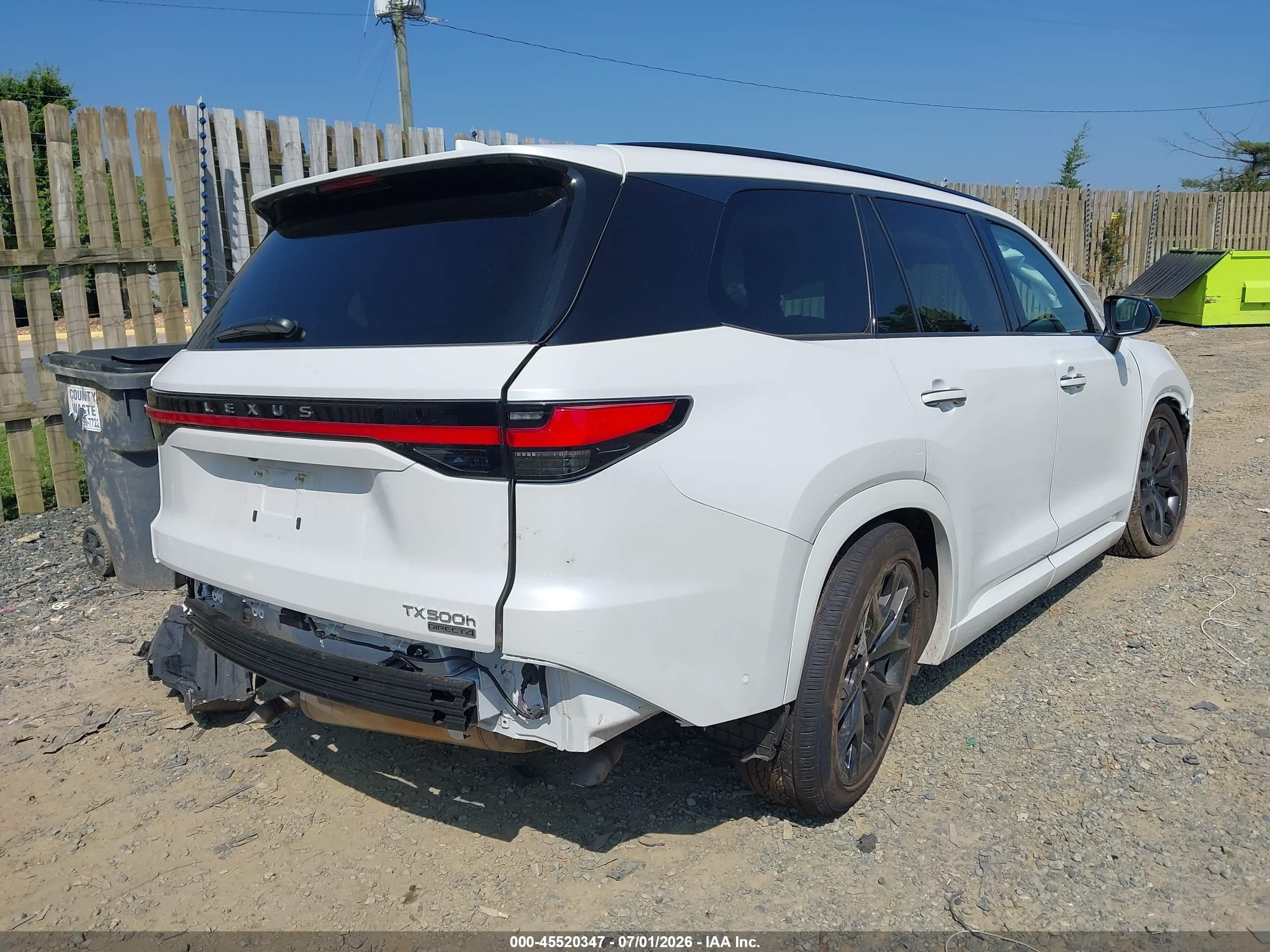 2025 Lexus Tx VIN 5TDABAB69SS014338 IAAI salvage auction — Front End, Salvage (Virginia), sold $20,050 on 2026-08-03 (photo 4)