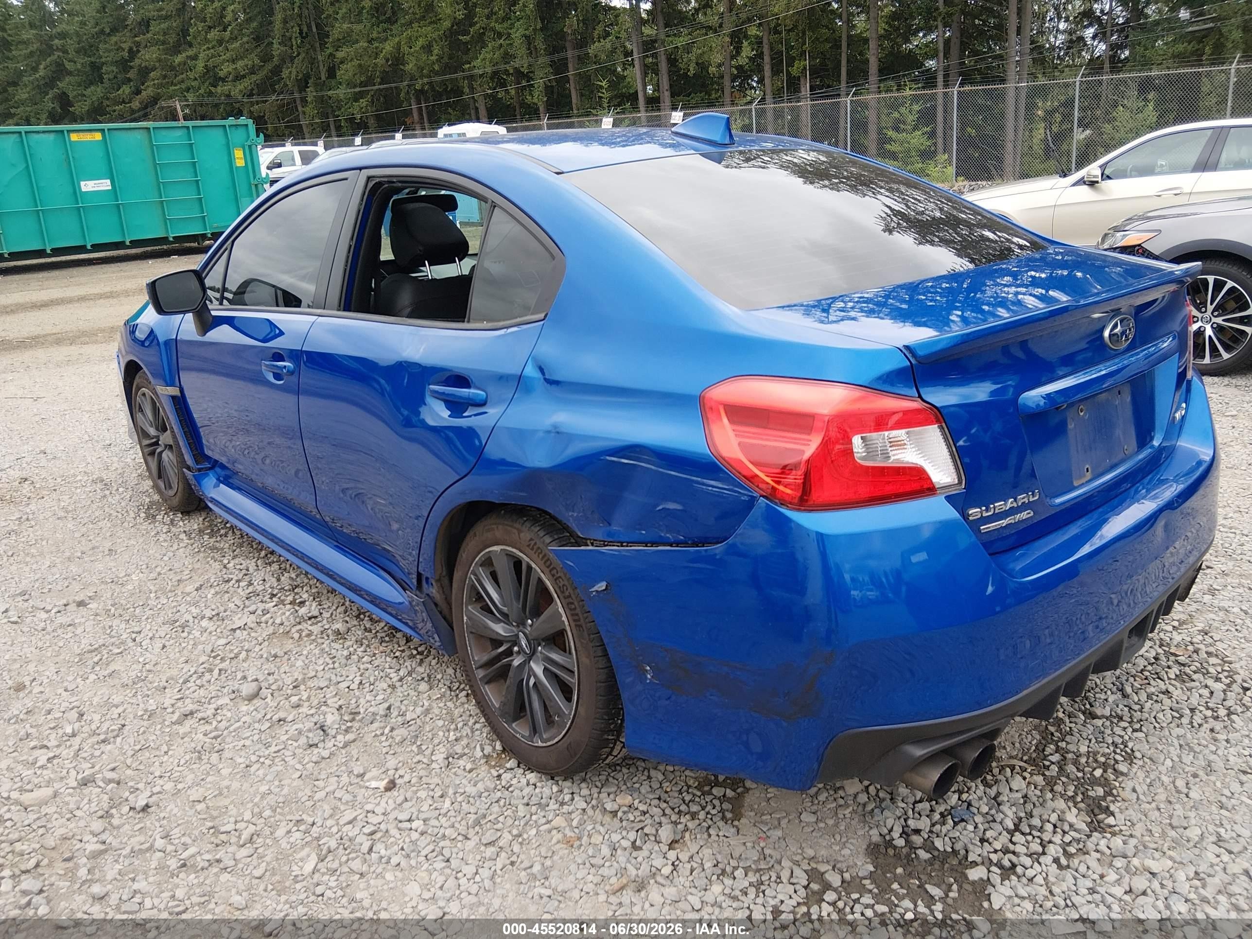 2015 Subaru Wrx VIN JF1VA1G65F9802878 IAAI salvage auction — Side, Bill Of Sale (Washington), sold $4,550 on 2026-08-30 (photo 3)