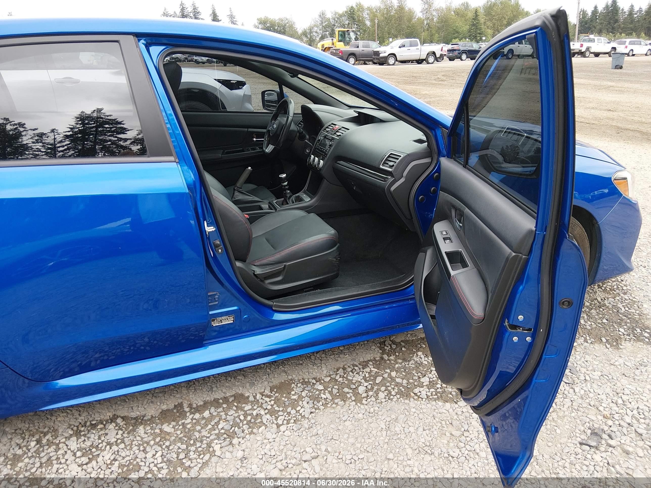 2015 Subaru Wrx VIN JF1VA1G65F9802878 IAAI salvage auction — Side, Bill Of Sale (Washington), sold $4,550 on 2026-08-30 (photo 5)
