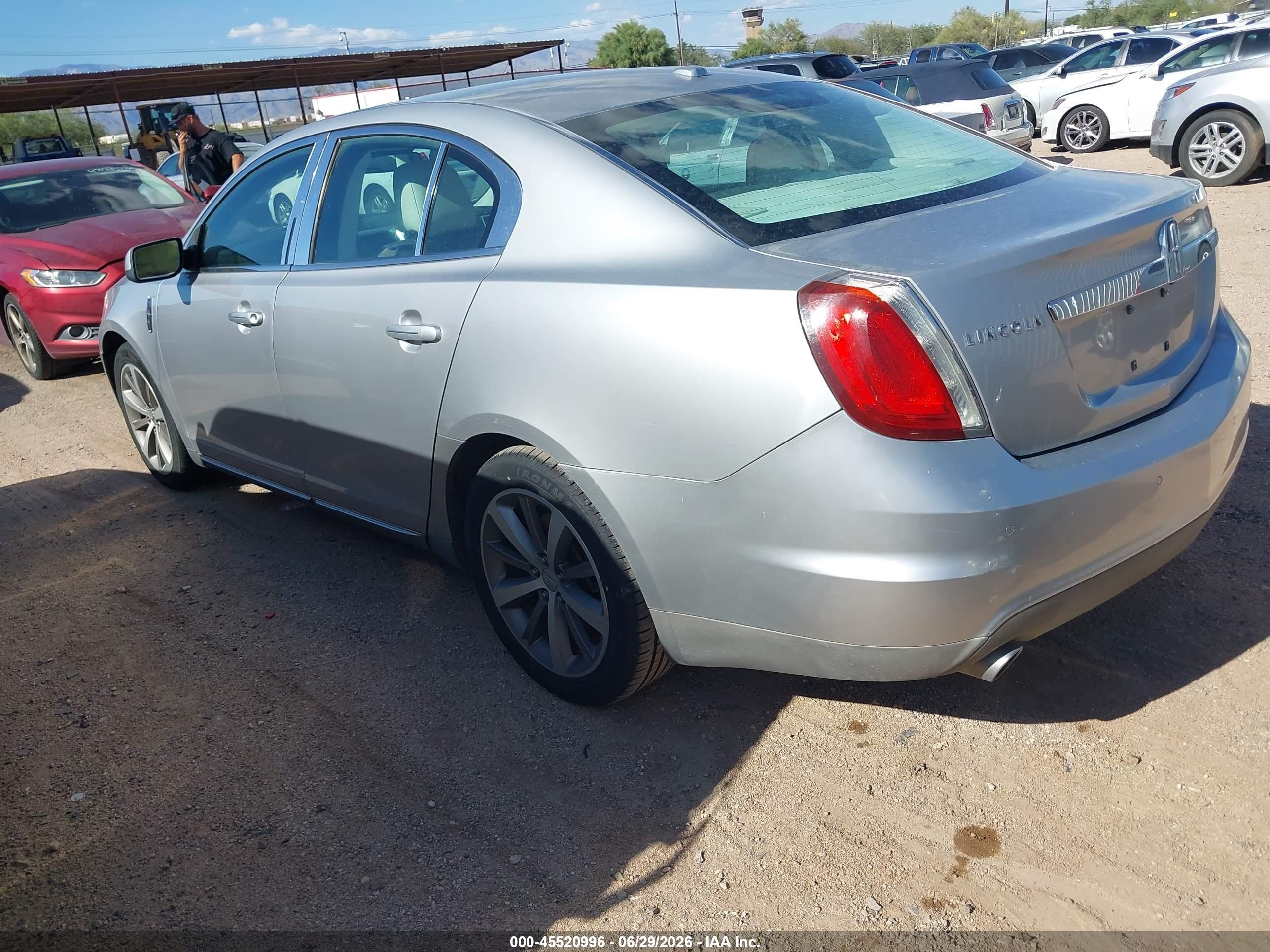 2012 Lincoln MKS VIN 1LNHL9DR8CG805291 IAAI salvage auction — Normal Wear, Clear-Dealer Only (Arizona), sold $650 on 2026-07-09 (photo 3)