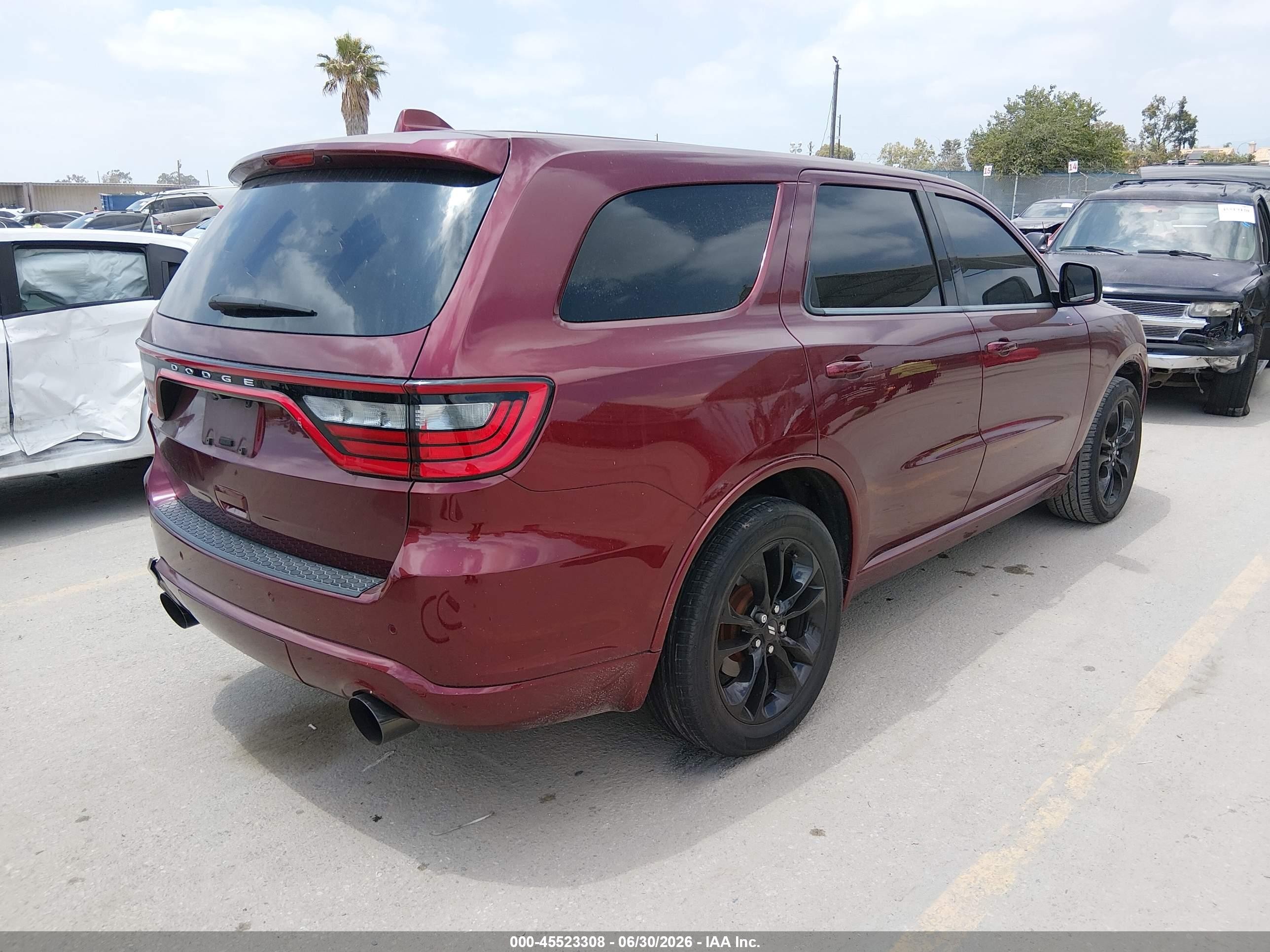 2020 Dodge Durango VIN 1C4SDHCT0LC186028 IAAI salvage auction — Rear End, Salvage (California), sold $9,975 on 2026-09-27 (photo 4)