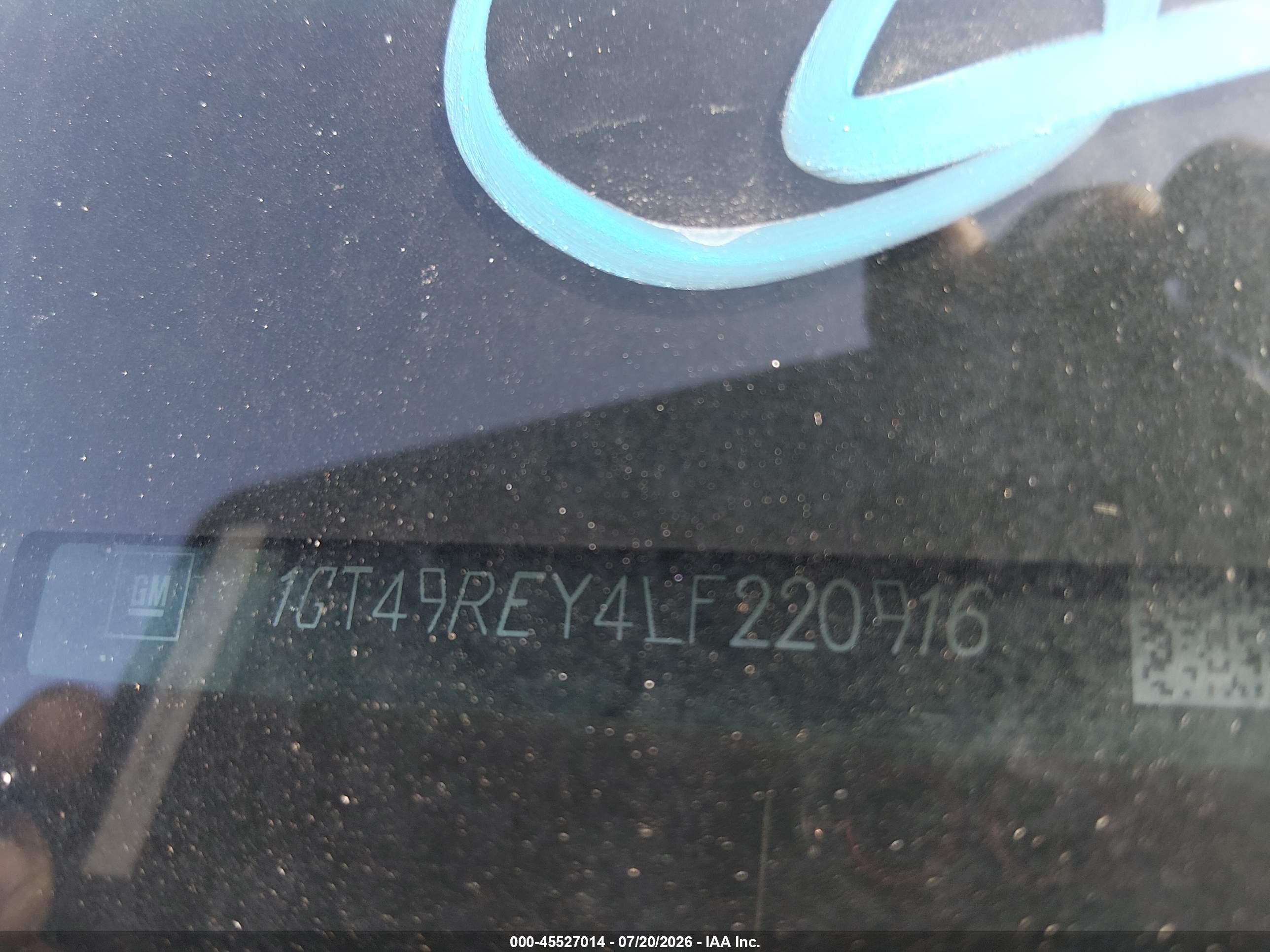 2020 Gmc SIERRA VIN 1GT49REY4LF220916 IAAI salvage auction — Front End, Clear (Tennessee), sold $29,100 on 2026-08-18 (photo 8)