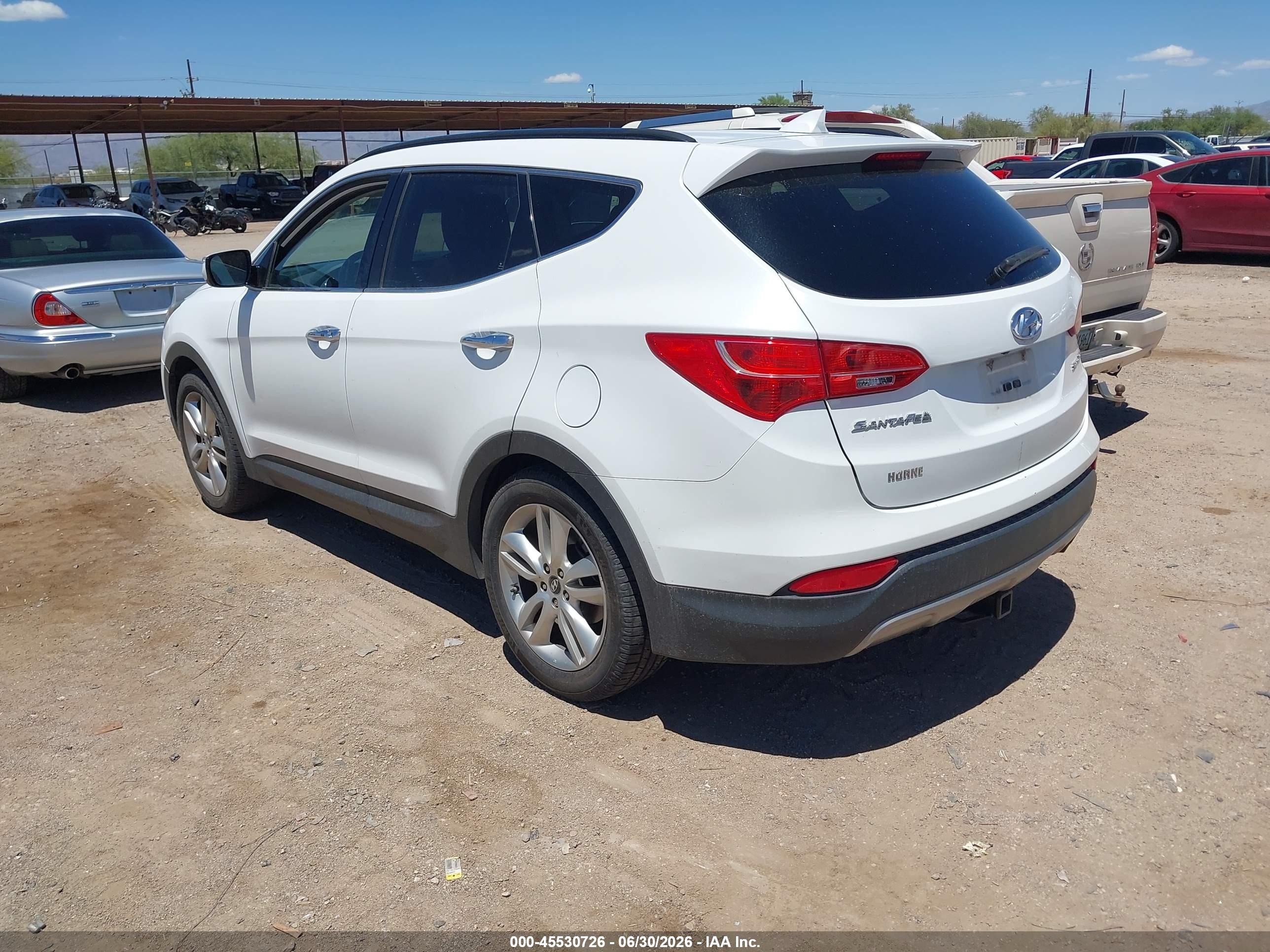 2013 Hyundai Santa Fe VIN 5XYZU3LA7DG100307 IAAI salvage auction — Normal Wear, Clear-Dealer Only (Arizona), sold $1,850 on 2026-07-09 (photo 3)