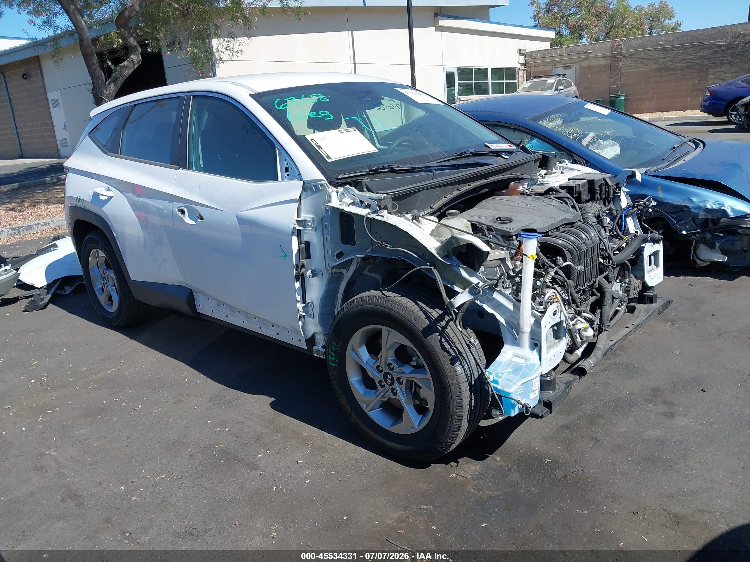 2022 Hyundai Tucson VIN 5NMJA3AE5NH002850 IAAI salvage auction — Front End, Salvage Certificate (California), sold $4,100 on 2026-07-12 (photo 1)