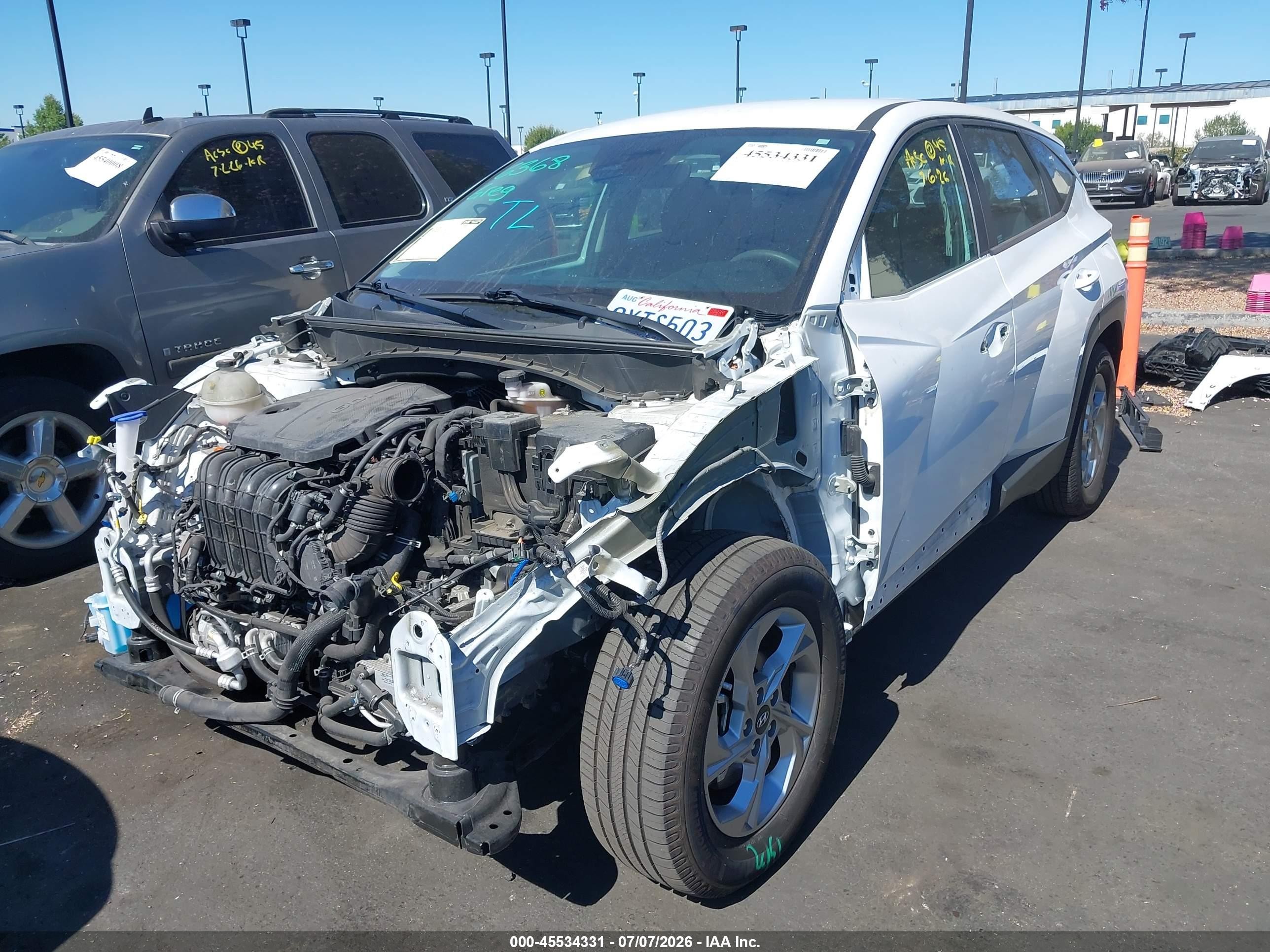 2022 Hyundai Tucson VIN 5NMJA3AE5NH002850 IAAI salvage auction — Front End, Salvage Certificate (California), sold $4,100 on 2026-07-12 (photo 6)