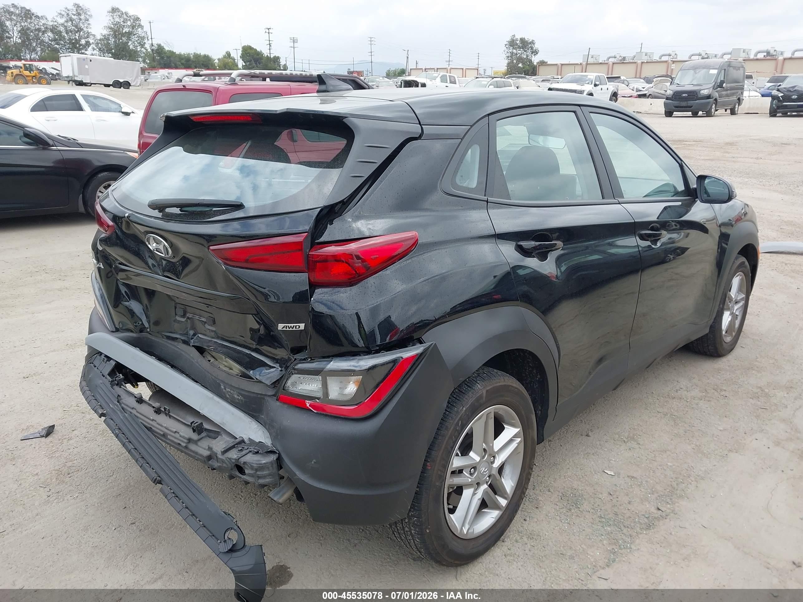 2023 Hyundai Kona VIN KM8K2CAB3PU058008 IAAI salvage auction — Rear End, Salvage (California), sold $3,450 on 2026-09-19 (photo 4)
