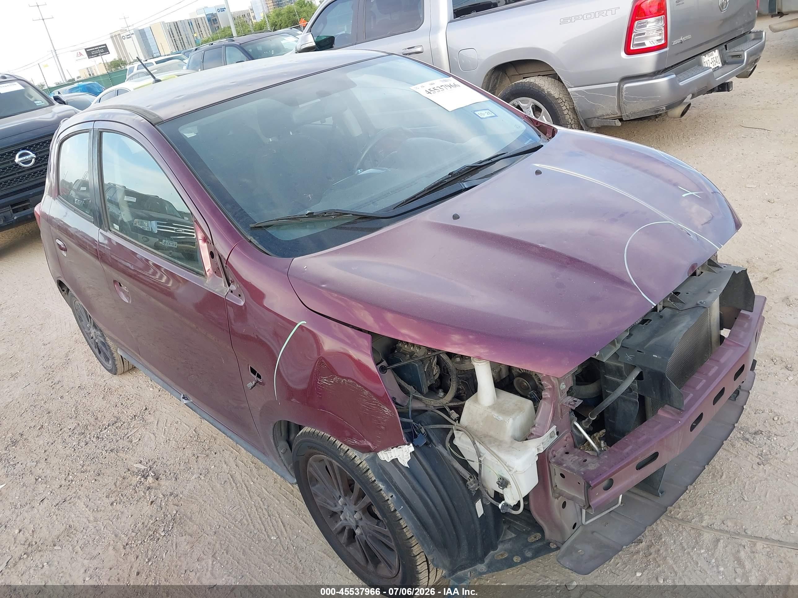 2020 Mitsubishi Mirage VIN ML32A5HJ4LH009731 IAAI salvage auction — Front End, Original (Texas), sold $2,100 on 2026-09-30 (photo 1)