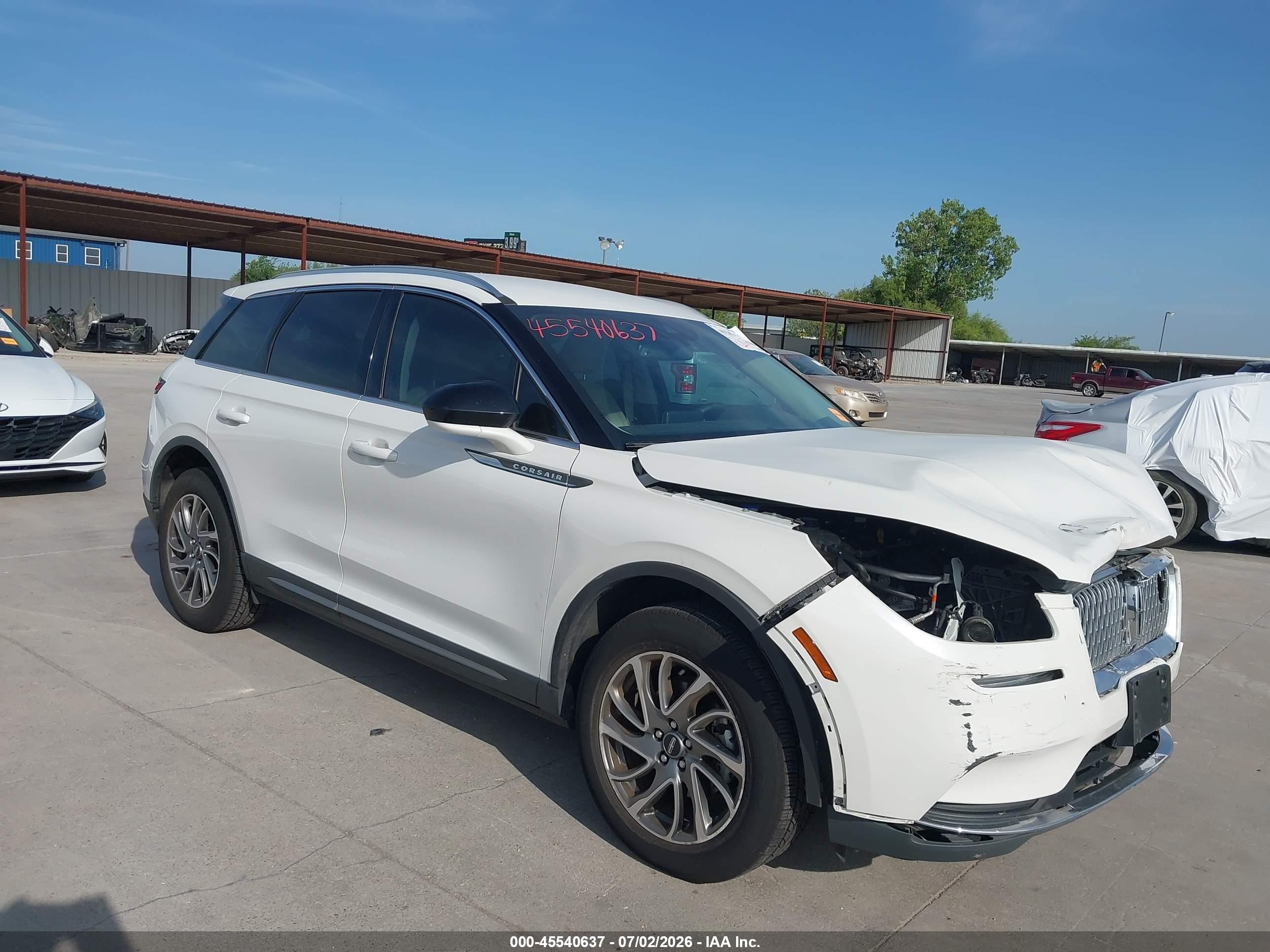 2022 Lincoln Corsair VIN 5LMCJ1C97NUL05658 IAAI salvage auction — Front End, Original (Texas), sold $3,875 on 2026-09-09 (photo 1)