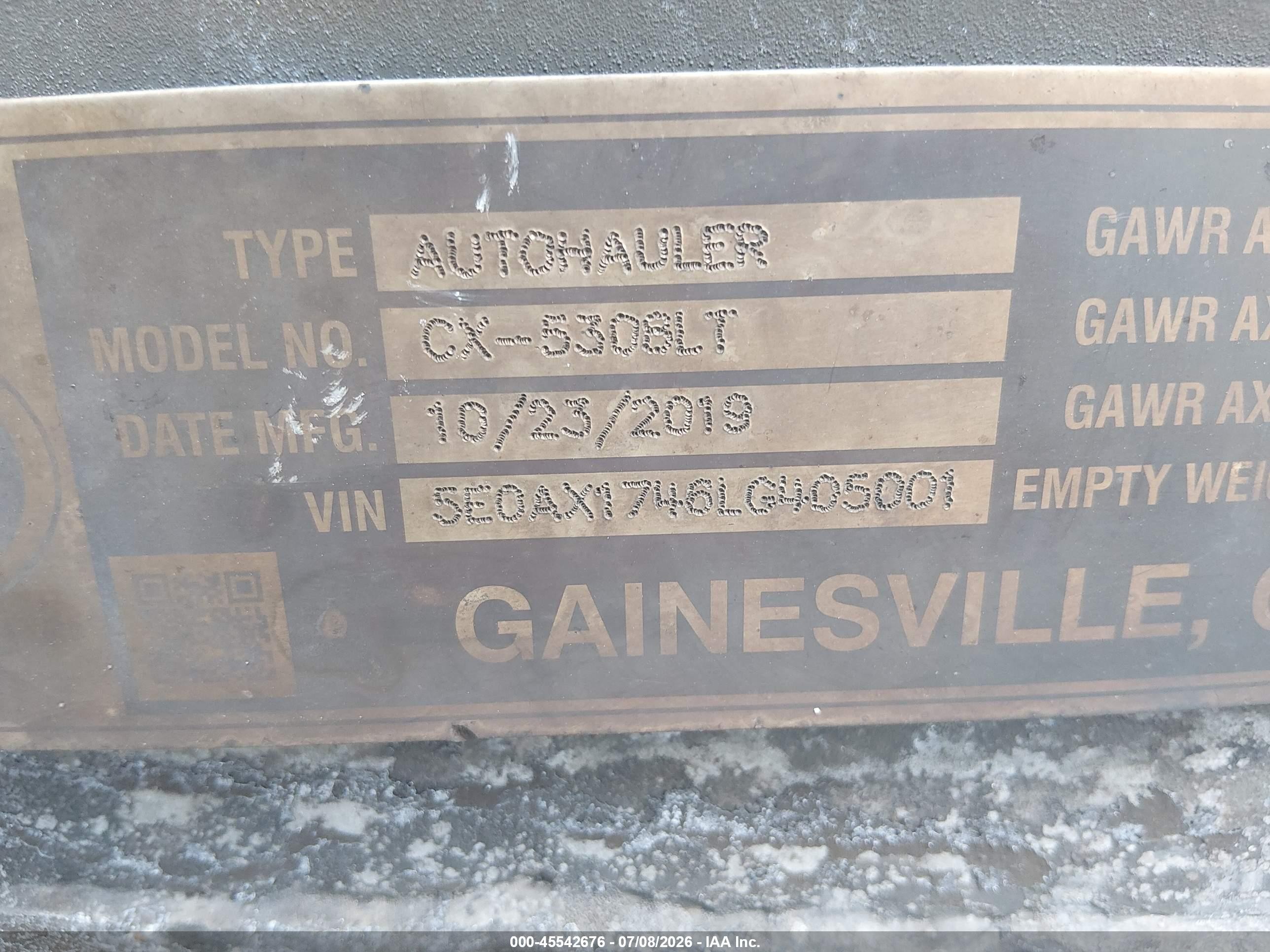 2020 Cottrell Inc Unknown VIN 5E0AX1746LG405001 IAAI salvage auction — Unknown, Salvage (Pennsylvania), sold $4,100 on 2026-08-05 (photo 9)