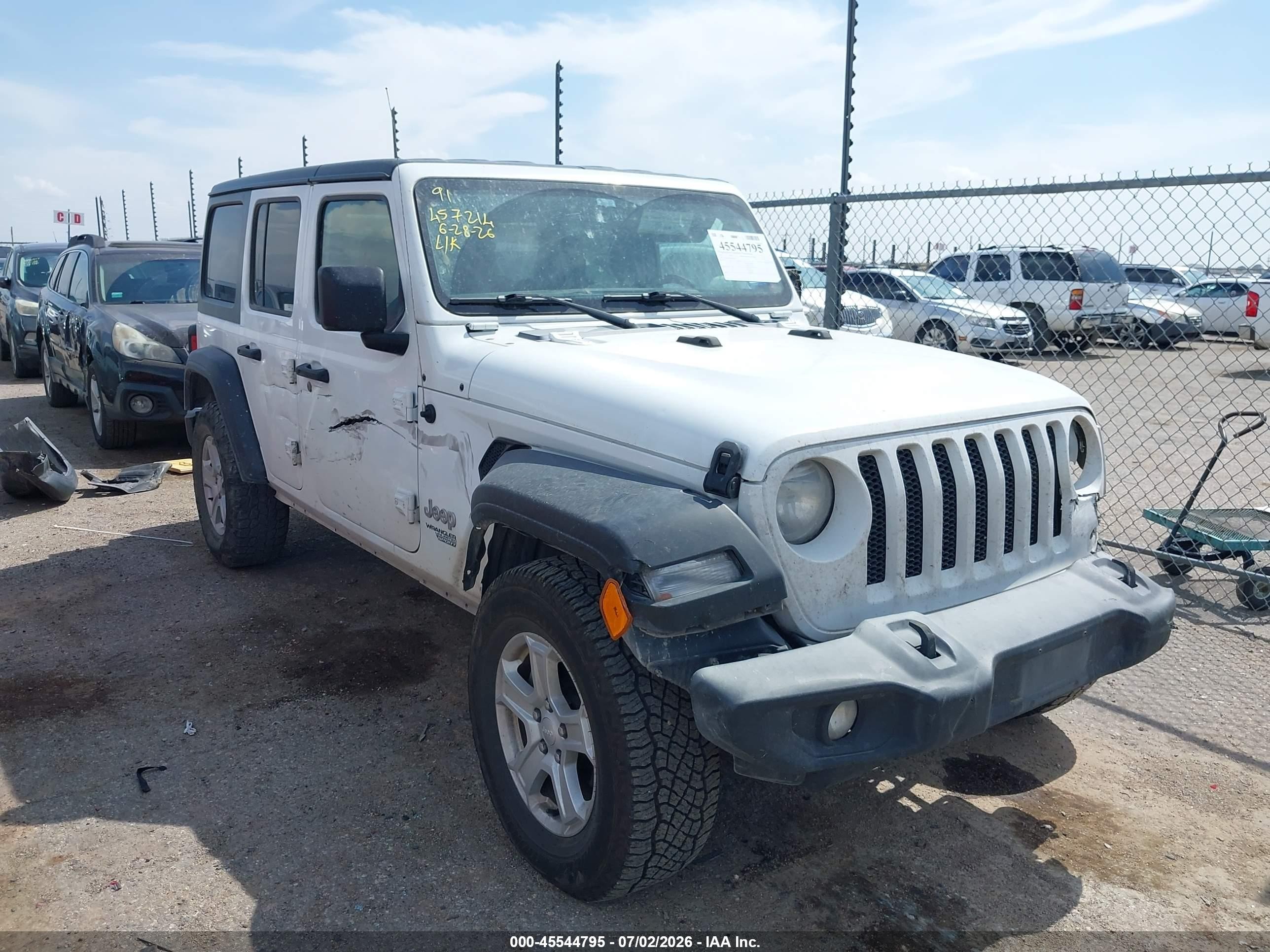 2021 Jeep Wrangler / VIN 1C4HJXDN5MW630775 IAAI salvage auction — Side, Original (Texas), sold $8,850 on 2026-09-09 (photo 1)
