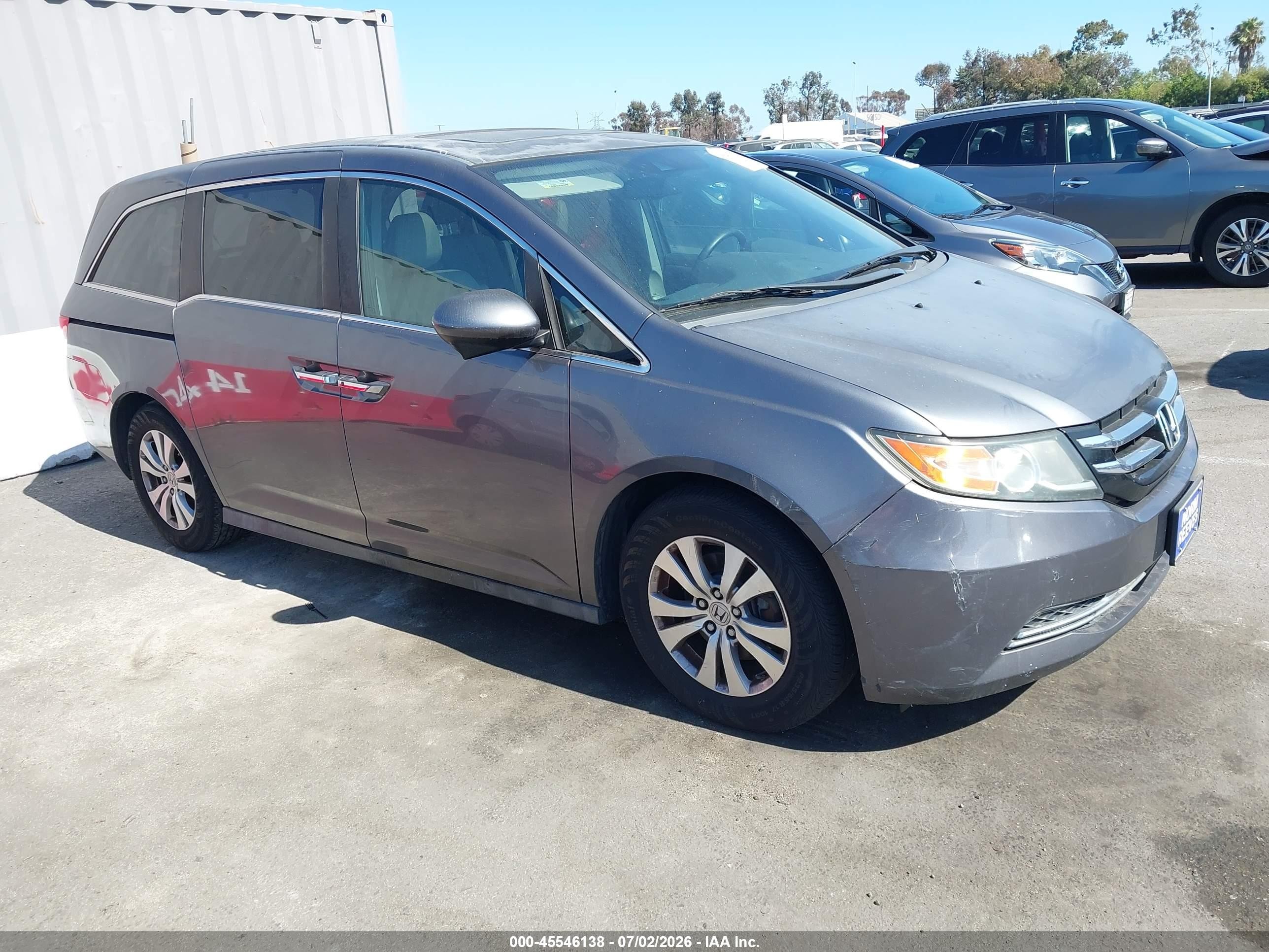 2014 Honda Odyssey VIN 5FNRL5H6XEB096474 IAAI salvage auction — Normal Wear, Clear - Dealer Only (California), sold $1,200 on 2026-07-09 (photo 1)