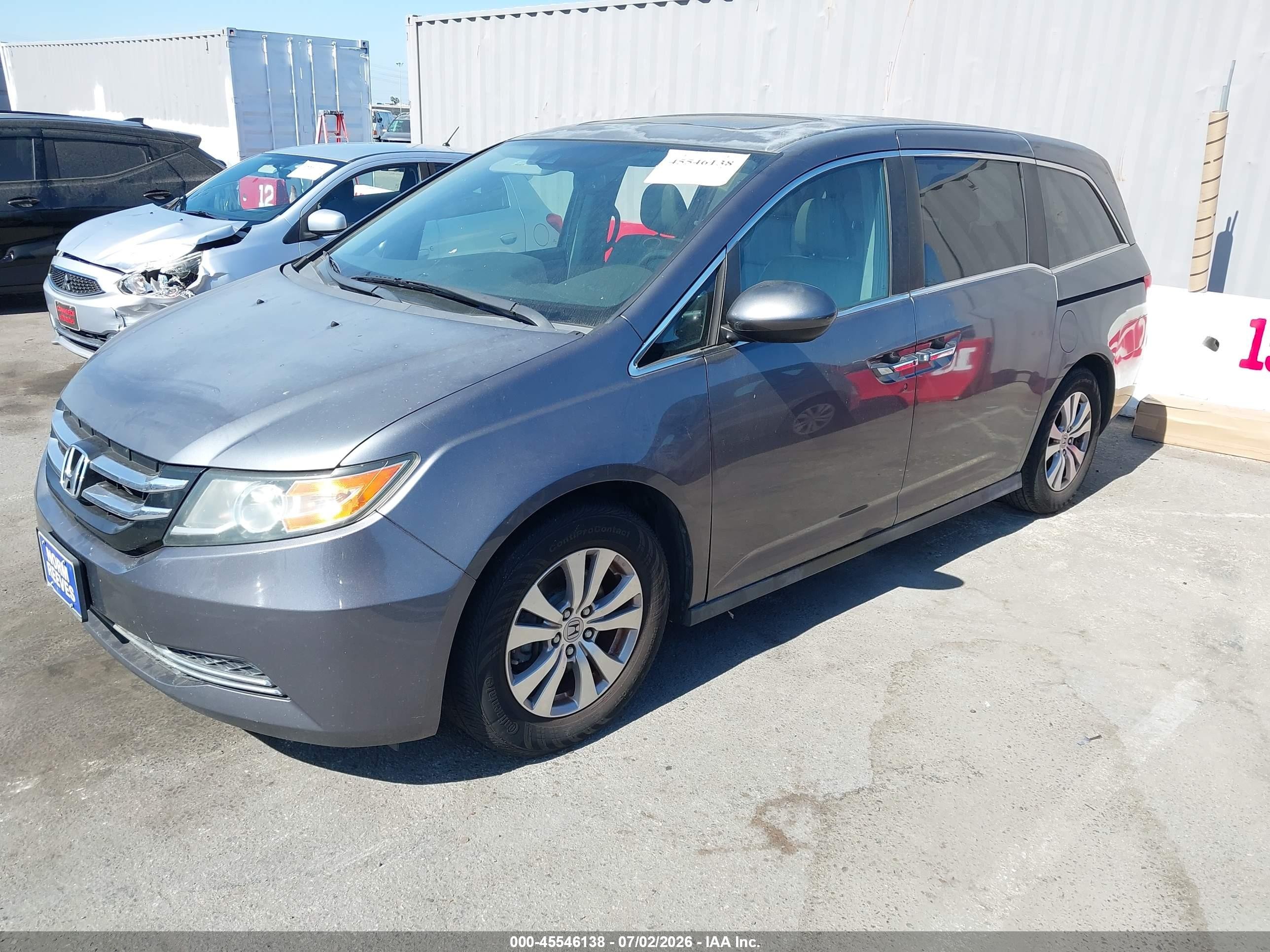 2014 Honda Odyssey VIN 5FNRL5H6XEB096474 IAAI salvage auction — Normal Wear, Clear - Dealer Only (California), sold $1,200 on 2026-07-09 (photo 2)