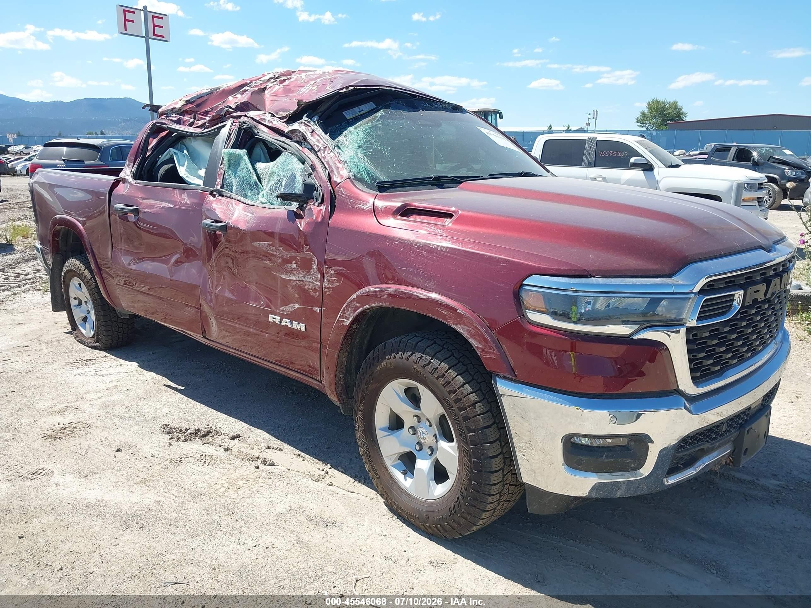 2025 Ram 1500 VIN 1C6SRFFP1SN540511 IAAI salvage auction — Rollover, Salvage (Montana), sold $7,200 on 2026-09-16 (photo 1)