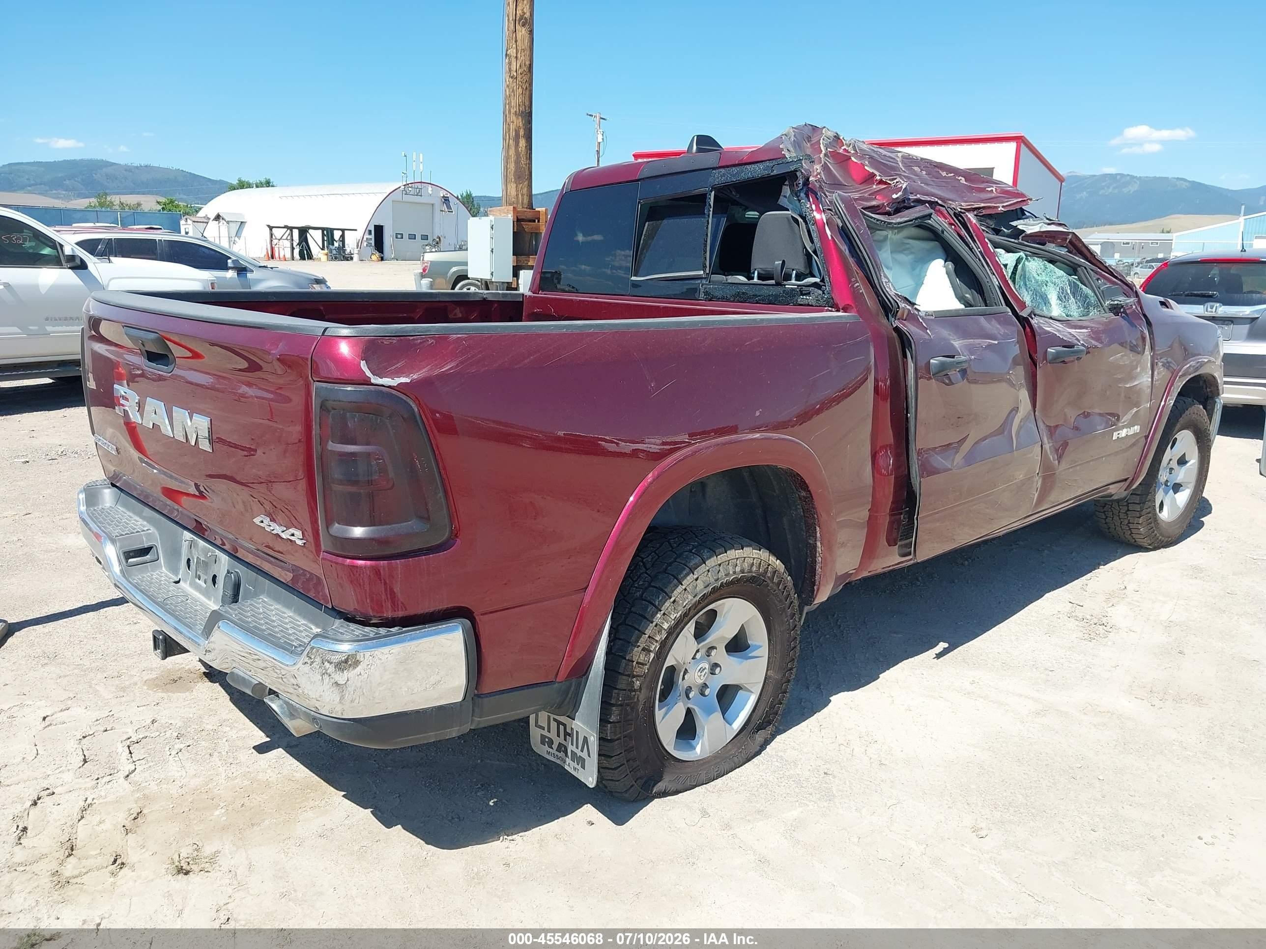 2025 Ram 1500 VIN 1C6SRFFP1SN540511 IAAI salvage auction — Rollover, Salvage (Montana), sold $7,200 on 2026-09-16 (photo 4)