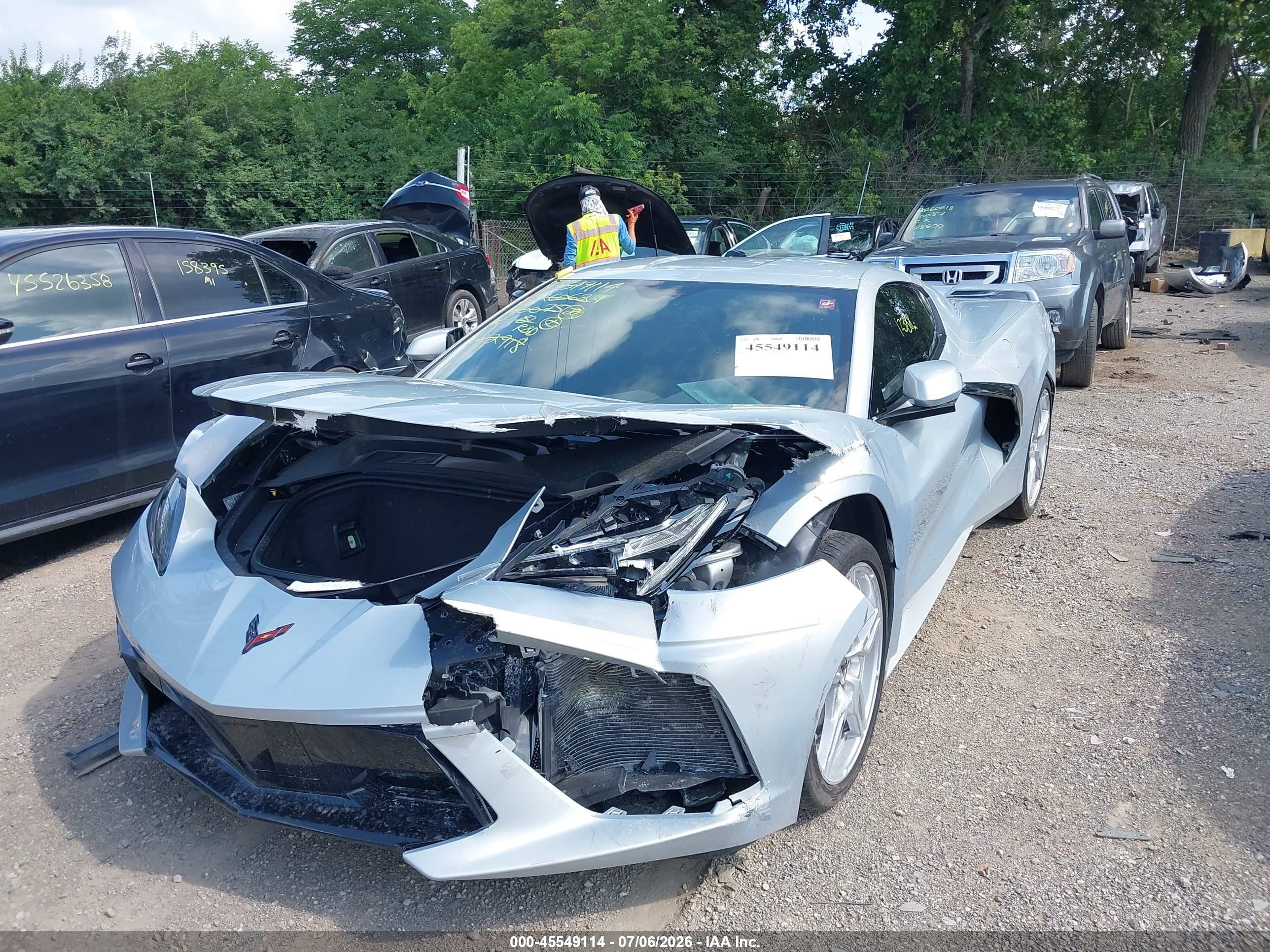 2022 Chevrolet Corvette Stingray VIN 1G1YA2D40N5122918 IAAI salvage auction — Front End, Salvage (Indiana), sold $26,250 on 2026-08-26 (photo 6)