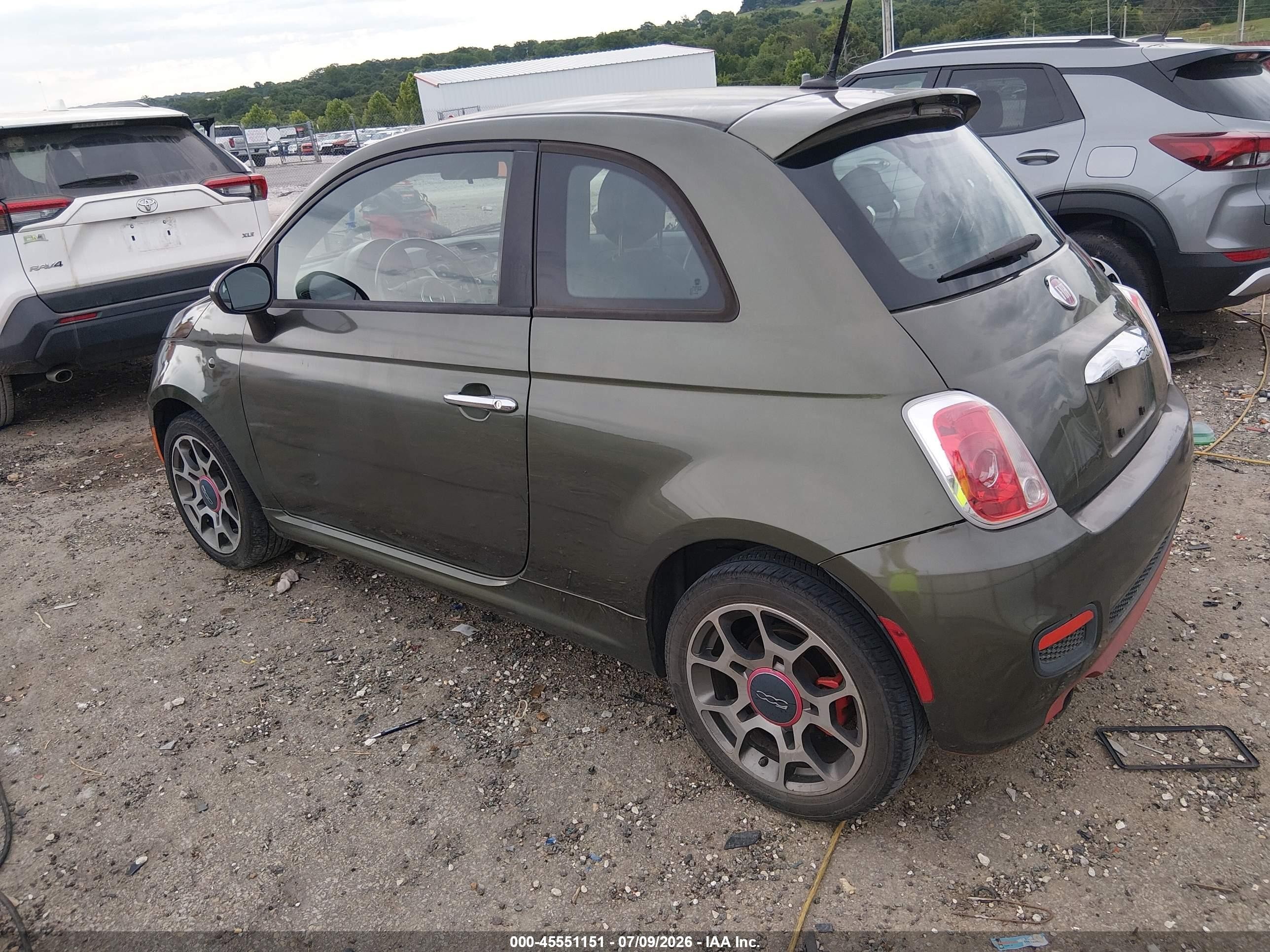 2012 Fiat 500 VIN 3C3CFFBR1CT303679 IAAI salvage auction — Side, Clear (Arkansas), sold $550 on 2026-09-16 (photo 3)