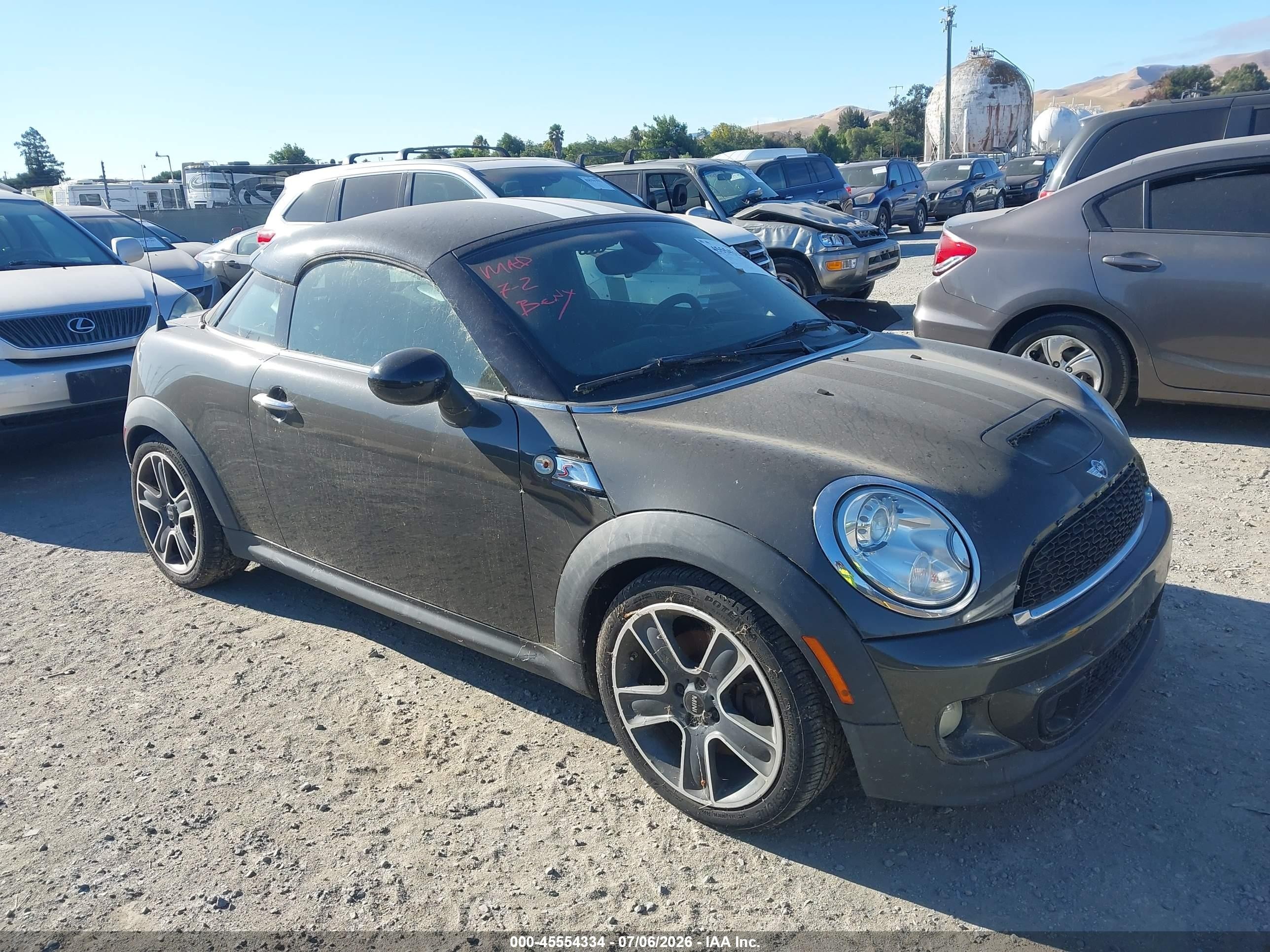 2013 Mini Coupe VIN WMWSX3C55DT466814 IAAI salvage auction — Normal Wear, App For Dup Clear (California), sold $425 on 2026-07-09 (photo 1)