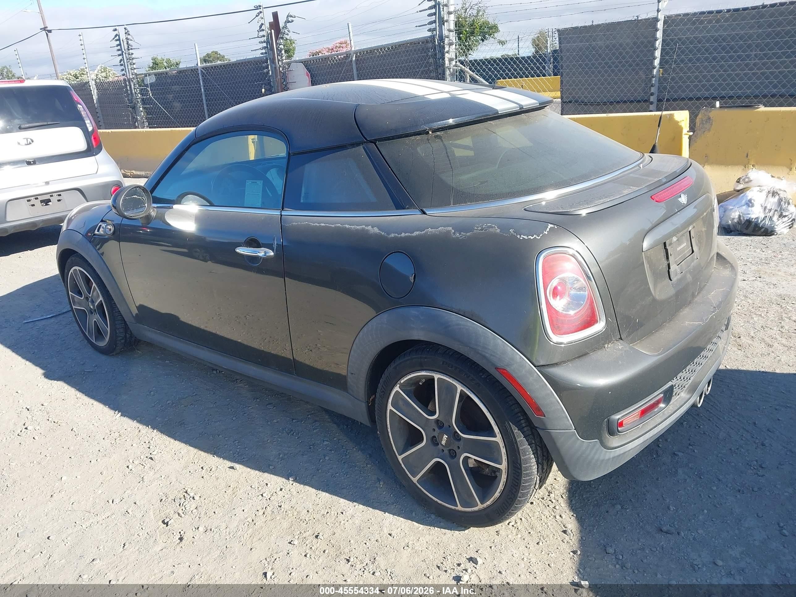 2013 Mini Coupe VIN WMWSX3C55DT466814 IAAI salvage auction — Normal Wear, App For Dup Clear (California), sold $425 on 2026-07-09 (photo 3)
