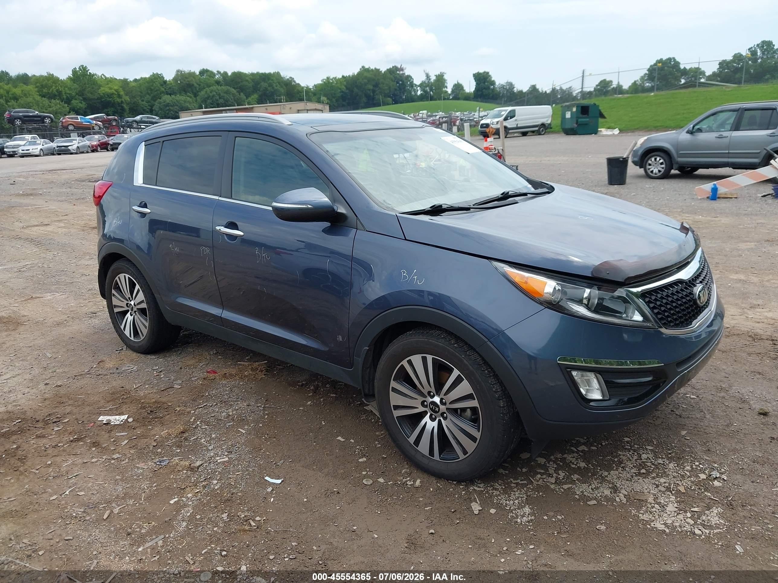 2015 Kia Sportage VIN KNDPC3AC8F7767059 IAAI salvage auction — Unknown, Clear (Tennessee), sold $1,400 on 2026-07-08 (photo 1)