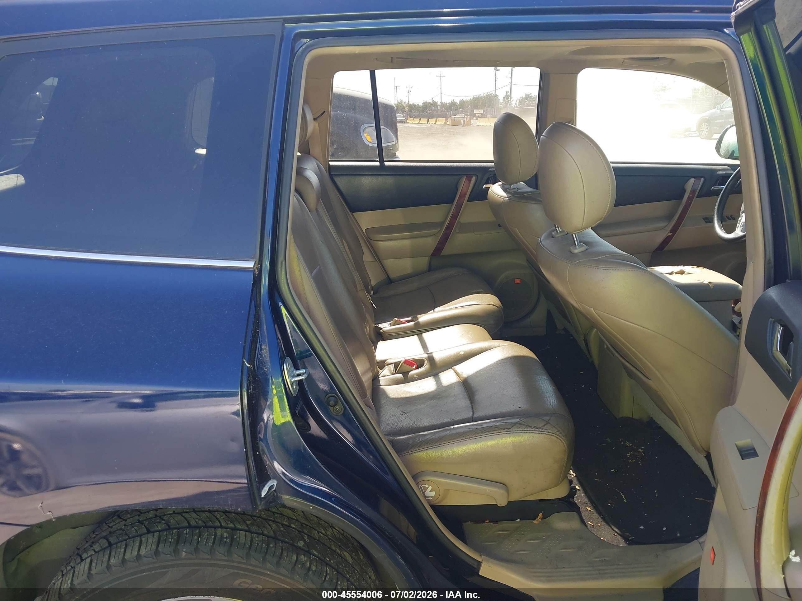 2012 Toyota Highlander VIN 5TDDK3EH0CS130633 IAAI salvage auction — Normal Wear, Clear - Dealer Only (California), sold $3,000 on 2026-07-09 (photo 8)
