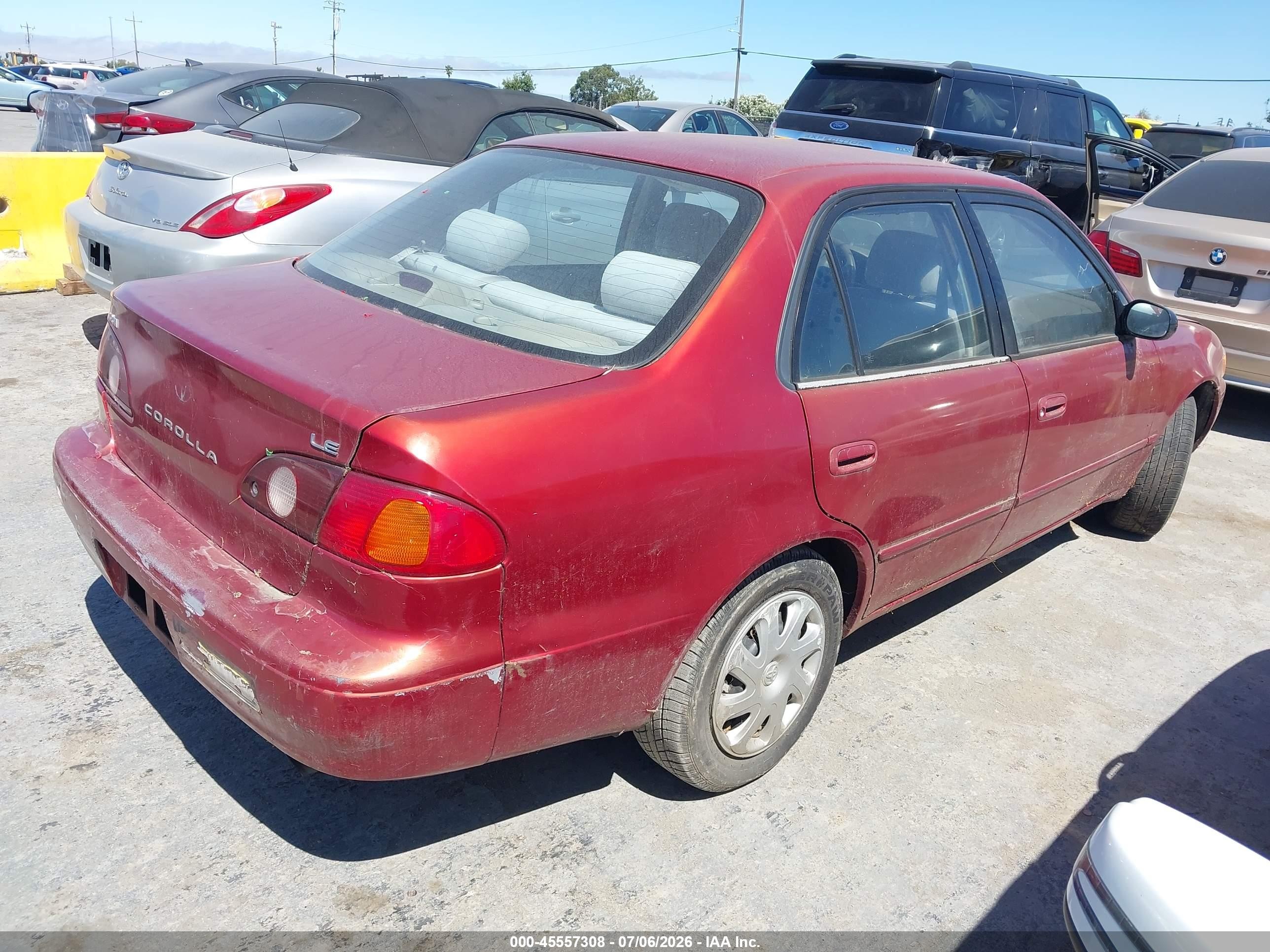 2001 Toyota Corolla VIN 1NXBR12E91Z431648 IAAI salvage auction — Normal Wear, Clear - Dealer Only (California), sold $375 on 2026-07-09 (photo 4)