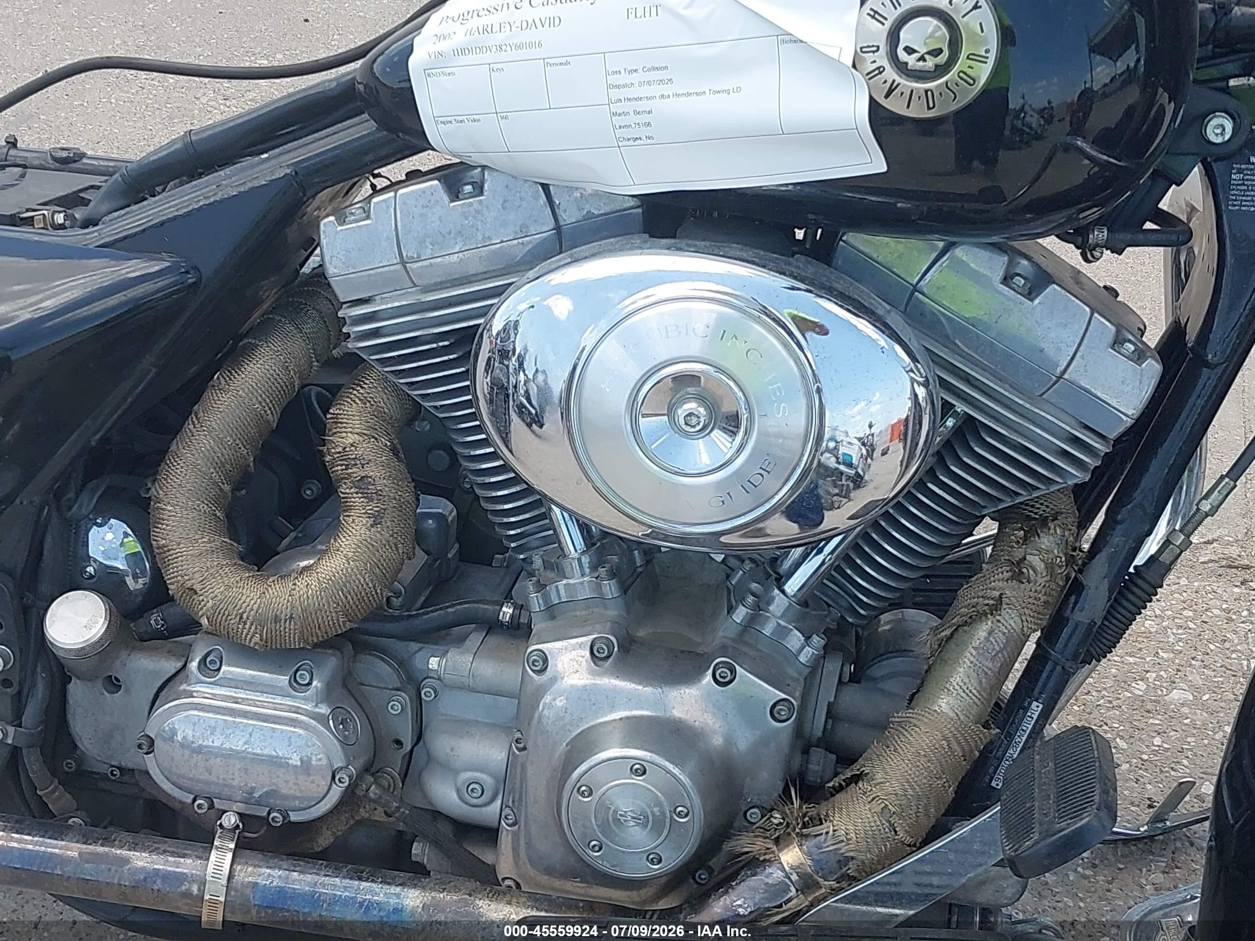 2002 Harley-davidson Flht VIN 1HD1DDV382Y601016 IAAI salvage auction — All Over, Salvage (Texas), sold $475 on 2026-09-09 (photo 8)