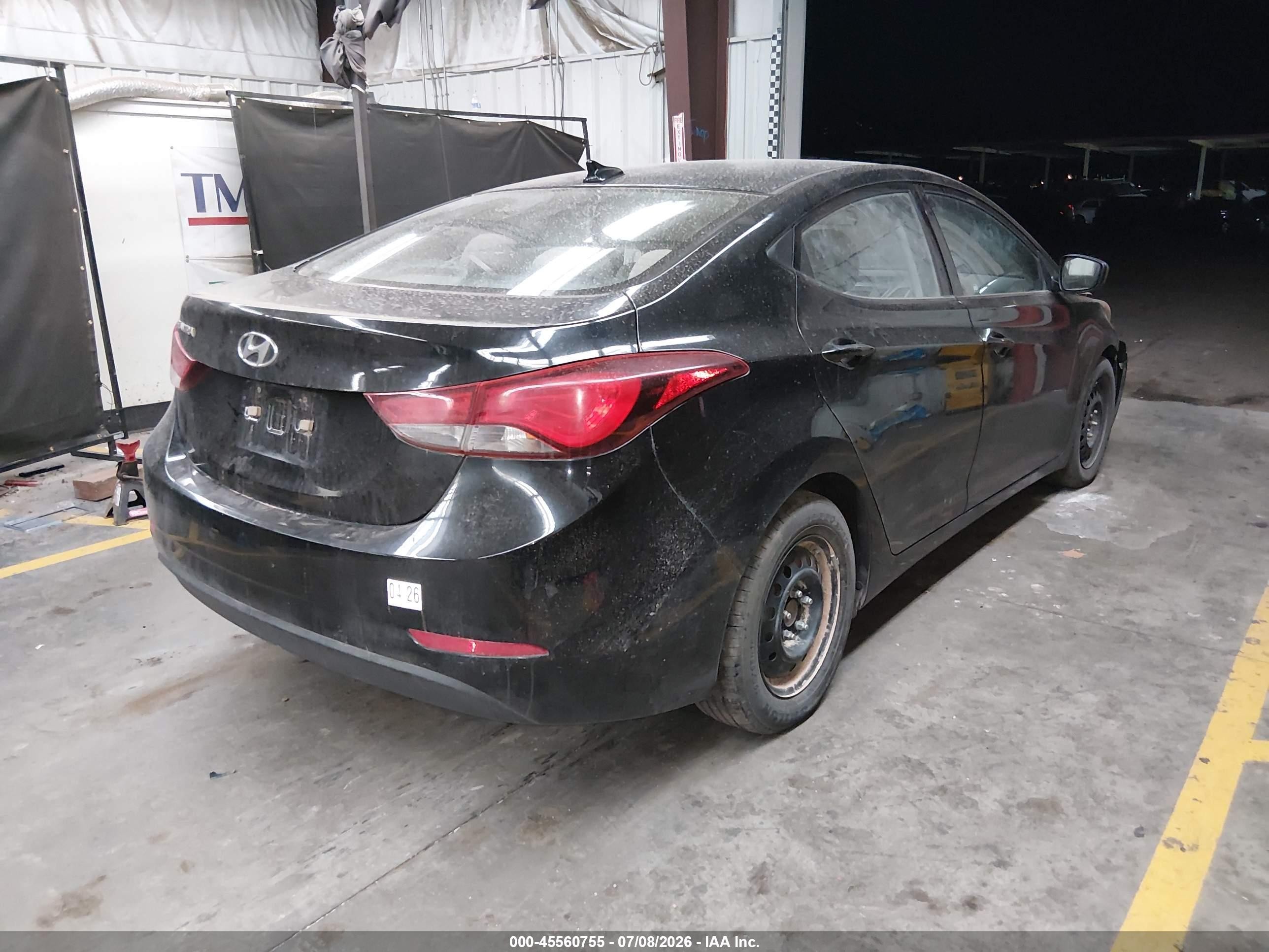 2016 Hyundai Elantra VIN 5NPDH4AE8GH728562 IAAI salvage auction — Front End, Salvage (Arizona), sold $2,500 on 2026-08-20 (photo 4)
