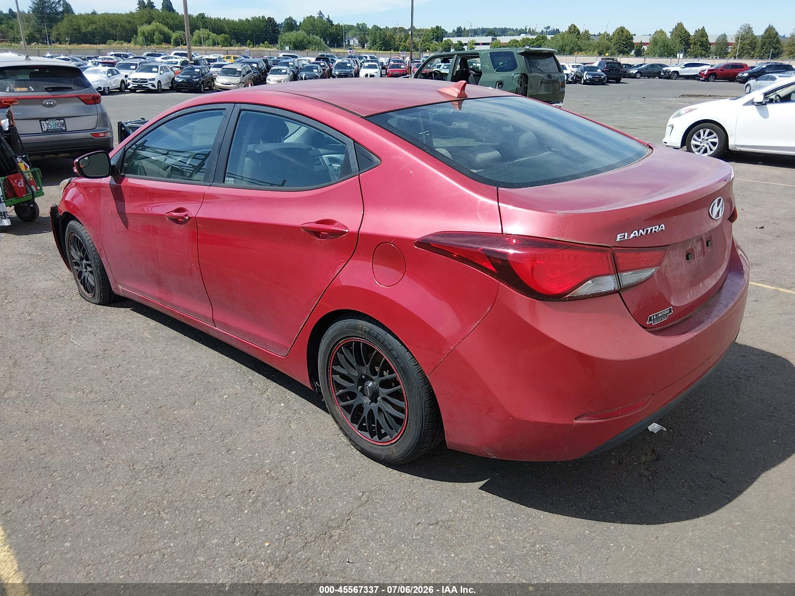 2014 Hyundai Elantra VIN KMHDH4AE9EU158067 IAAI salvage auction — Normal Wear, Rebuilt (Washington), sold $100 on 2026-07-09 (photo 3)