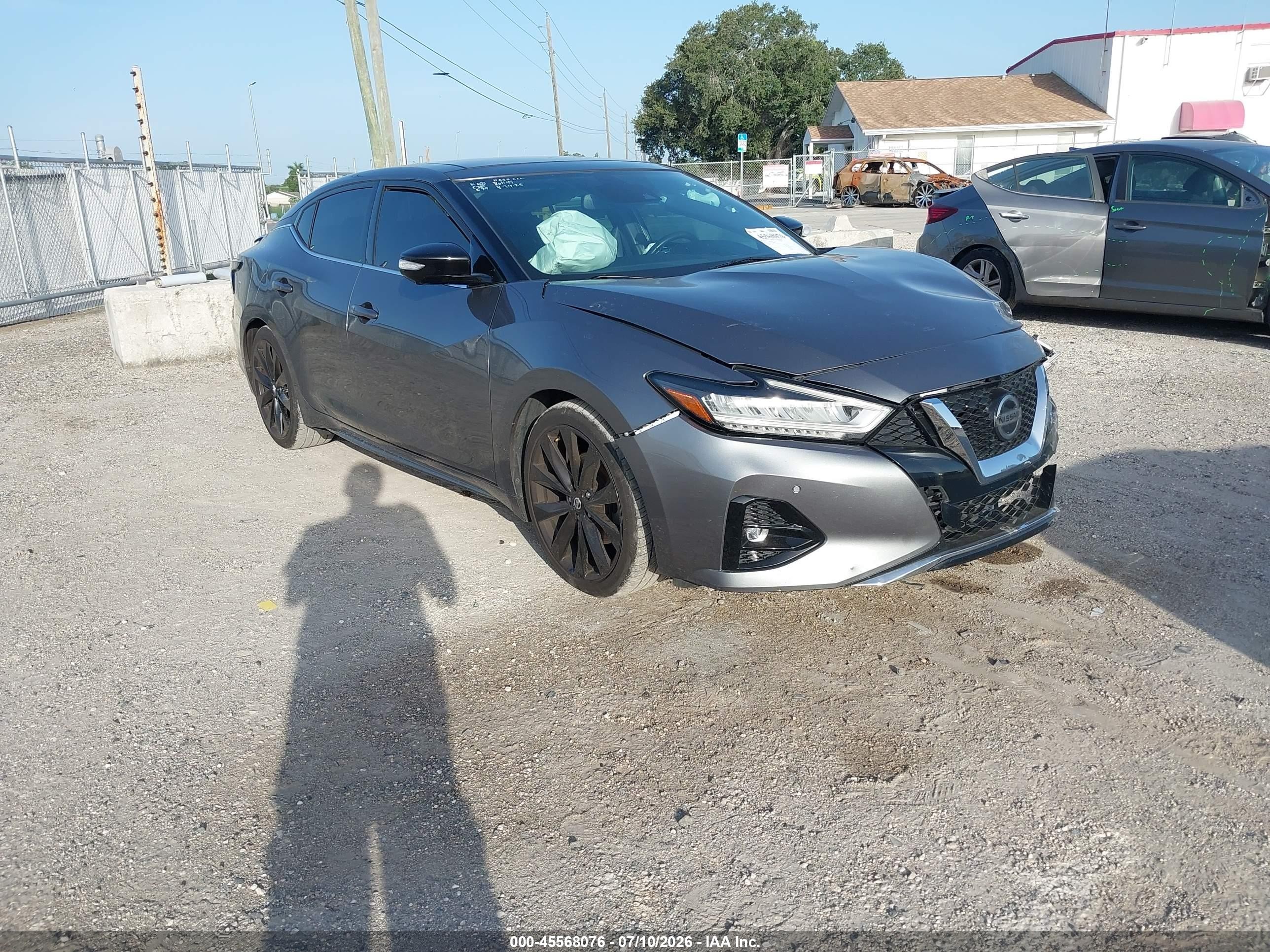2020 Nissan Maxima VIN 1N4AA6EV3LC380923 IAAI salvage auction — Front End, Certificate Of Destruction (Florida), sold $2,250 on 2026-09-01 (photo 1)