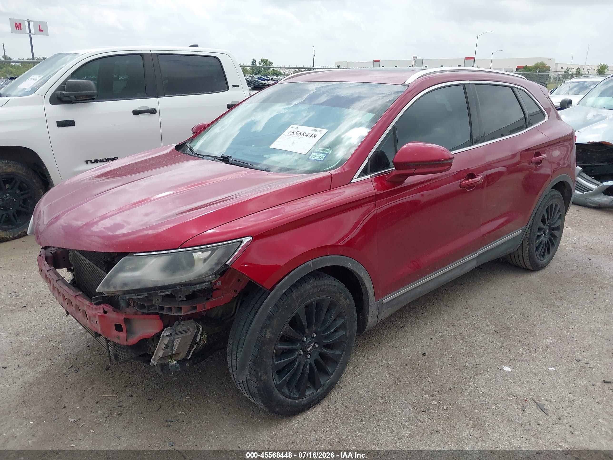 2015 Lincoln Mkc VIN 5LMCJ1A98FUJ07823 IAAI salvage auction — Front & Rear, Original (Texas), sold $1,250 on 2026-09-08 (photo 2)