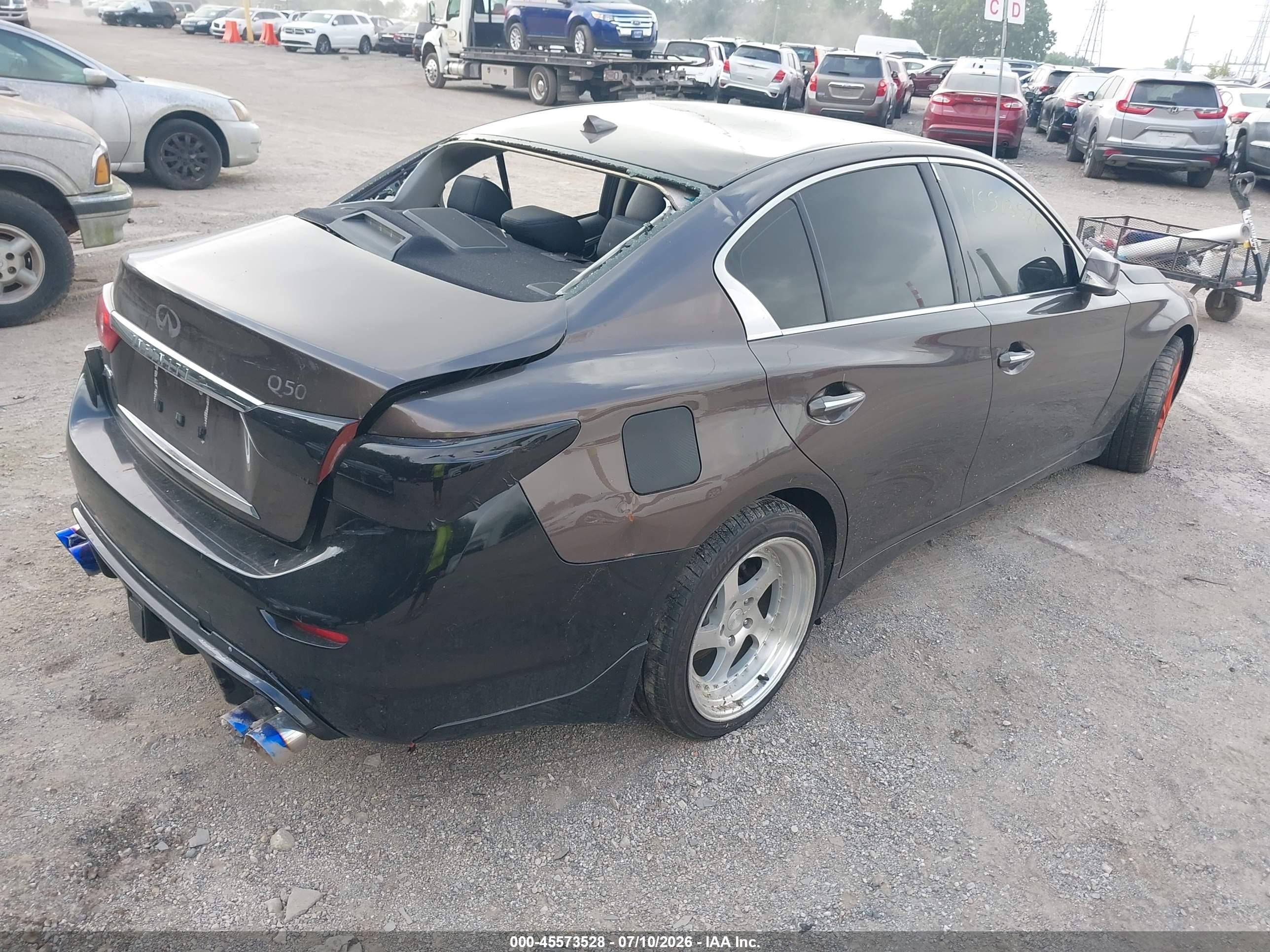2015 Infiniti Q50 VIN JN1BV7AR4FM402771 IAAI salvage auction — Rear End, Clear (Indiana), sold $1,300 on 2026-09-09 (photo 4)