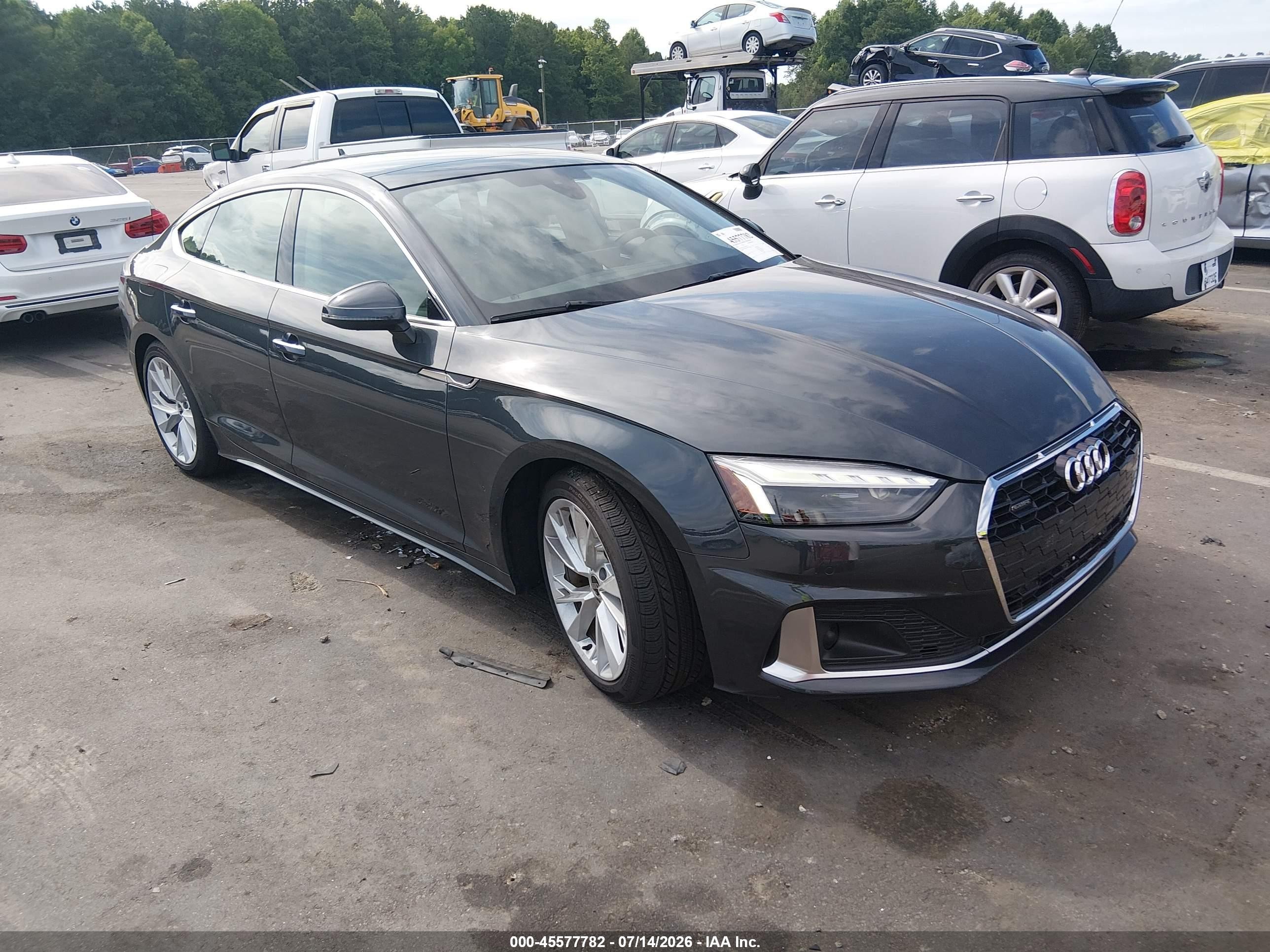 2022 Audi A5 VIN WAUCBCF5XNA027913 IAAI salvage auction — Undercarriage, Salvage (North Carolina), sold $14,100 on 2026-07-22 (photo 1)
