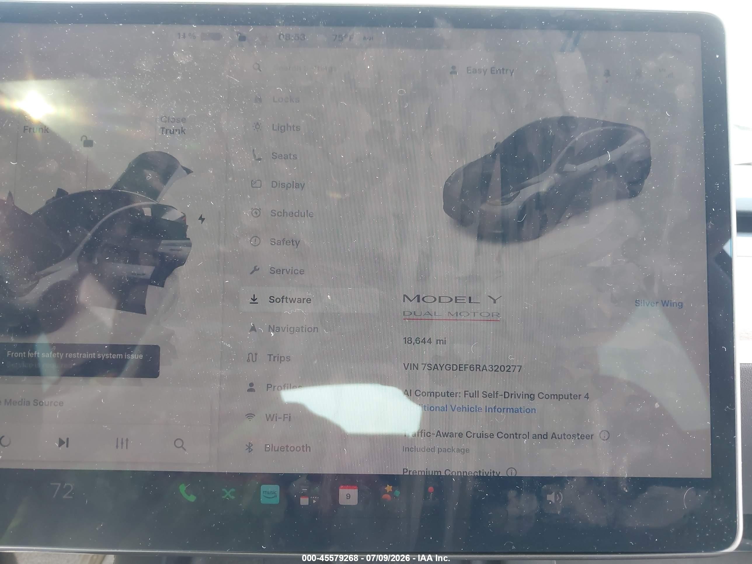 2024 Tesla Model Y VIN 7SAYGDEF6RA320277 IAAI salvage auction — Front End, Salvage (Idaho), sold $9,600 on 2026-09-12 (photo 7)