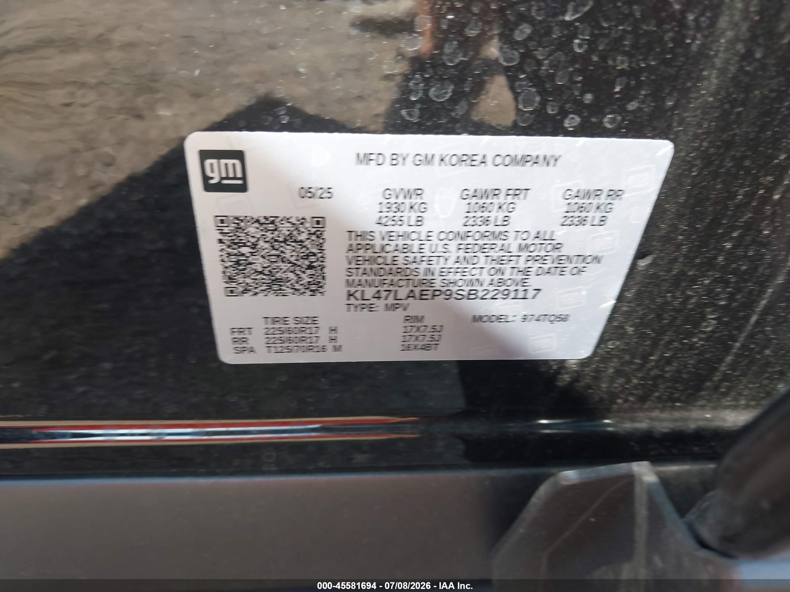 2025 Buick Envista VIN KL47LAEP9SB229117 IAAI salvage auction — Front End, Salvage (Illinois), sold $5,400 on 2026-09-09 (photo 9)