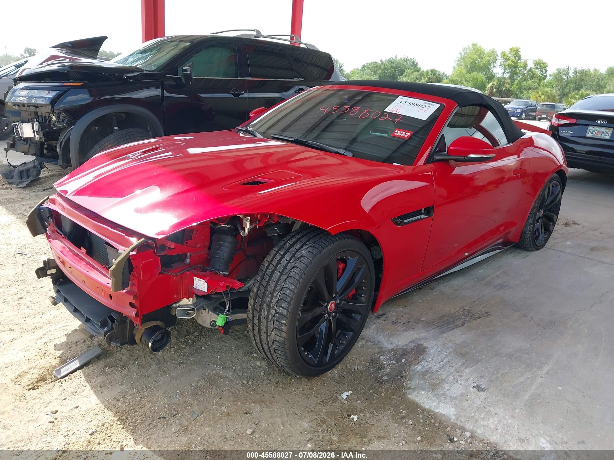 2020 Jaguar F-type VIN SAJD55EE5LCK68034 IAAI salvage auction — Front End, Certificate Of Destruction (Florida), sold $13,200 on 2026-08-10 (photo 2)