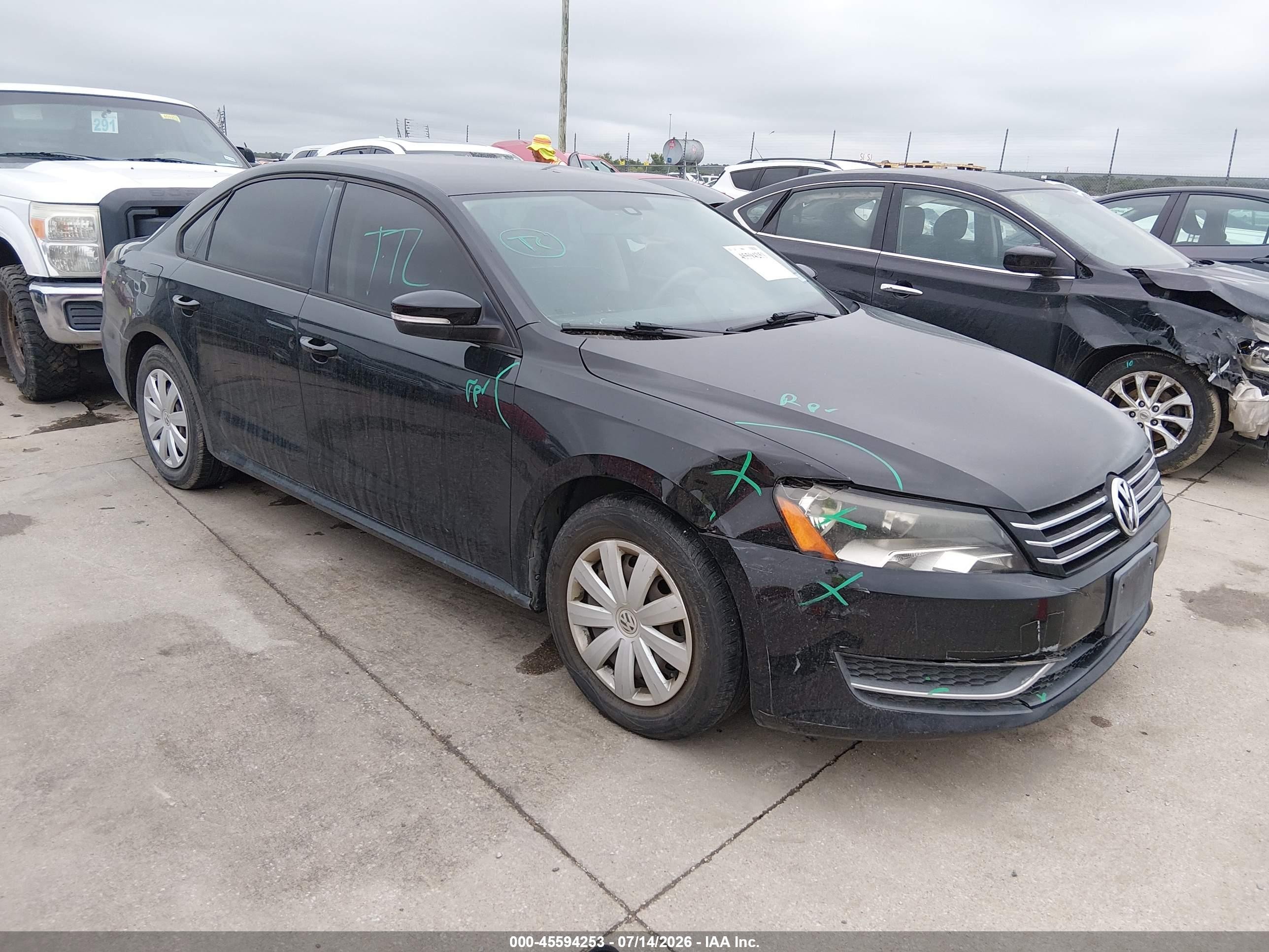 2013 Volkswagen Passat VIN 1VWAP7A30DC037939 IAAI salvage auction — Unknown, Original (Texas), sold $1,250 on 2026-09-14 (photo 1)