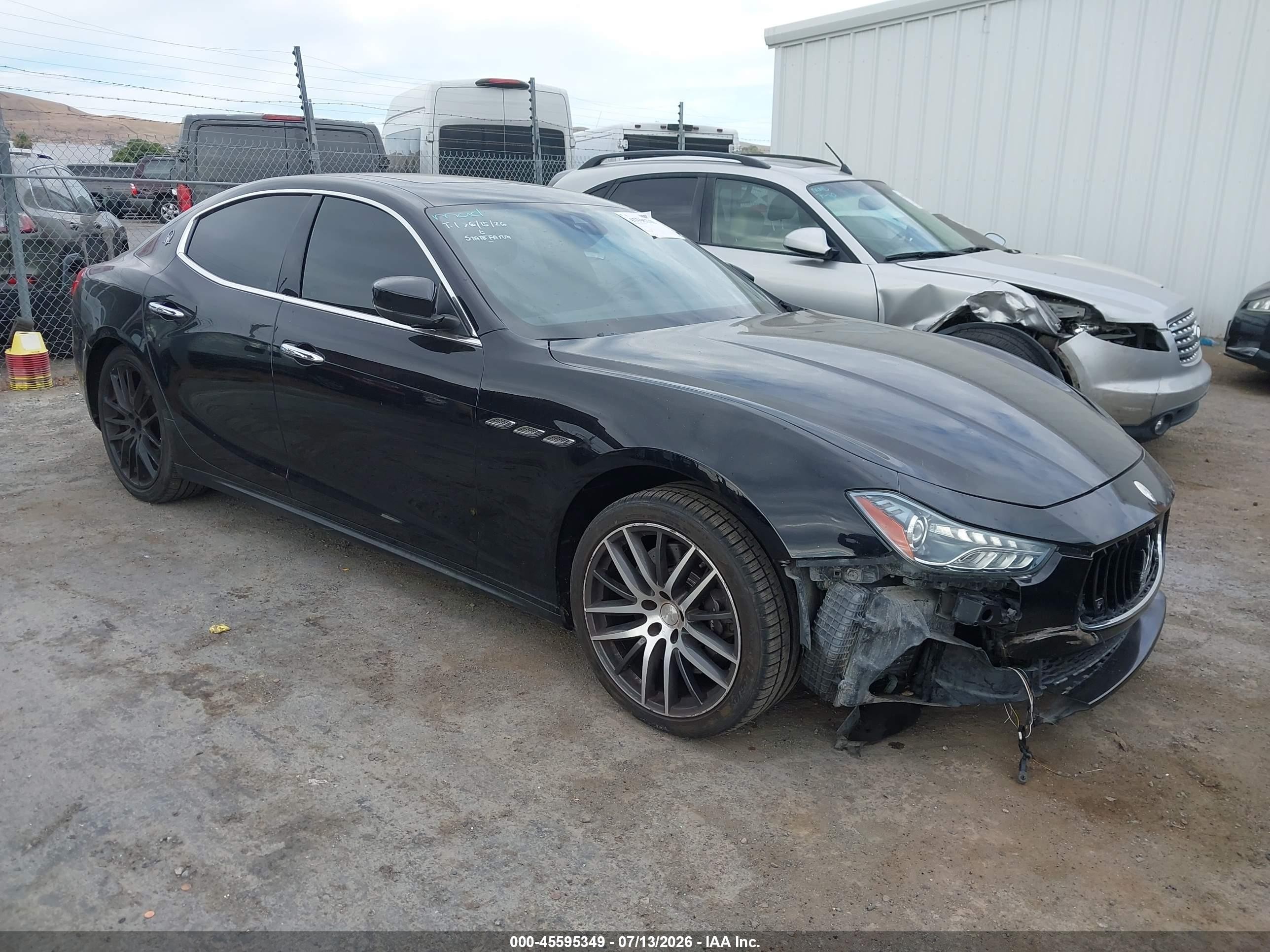 2017 Maserati Ghibli VIN ZAM57RSA1H1240851 IAAI salvage auction — Front End, Salvage (California), sold $3,100 on 2026-08-31 (photo 1)