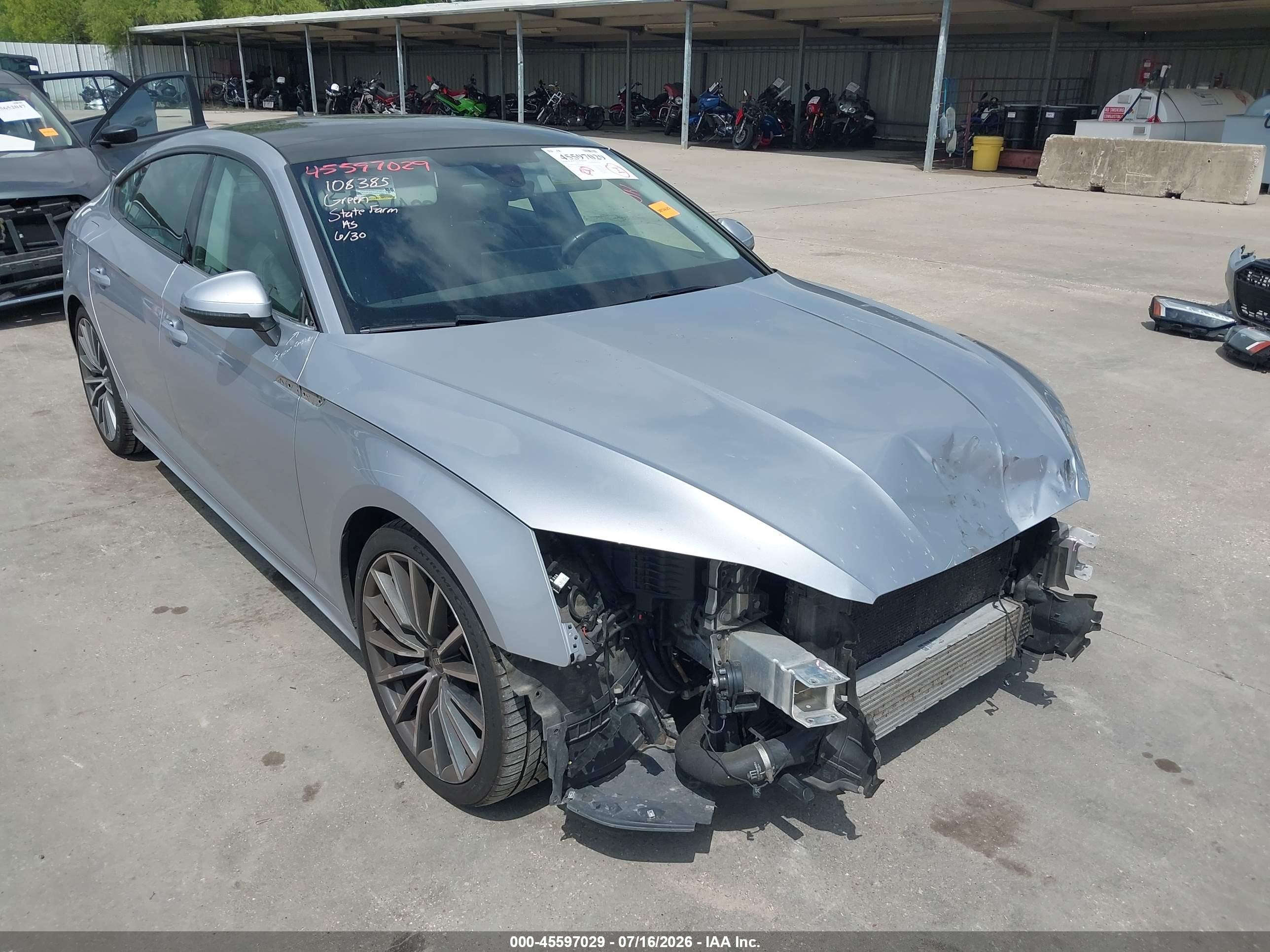2022 Audi A5 Sportback VIN WAUCBCF54NA029222 IAAI salvage auction — Front End, Salvage (Arkansas), sold $9,700 on 2026-09-25 (photo 1)