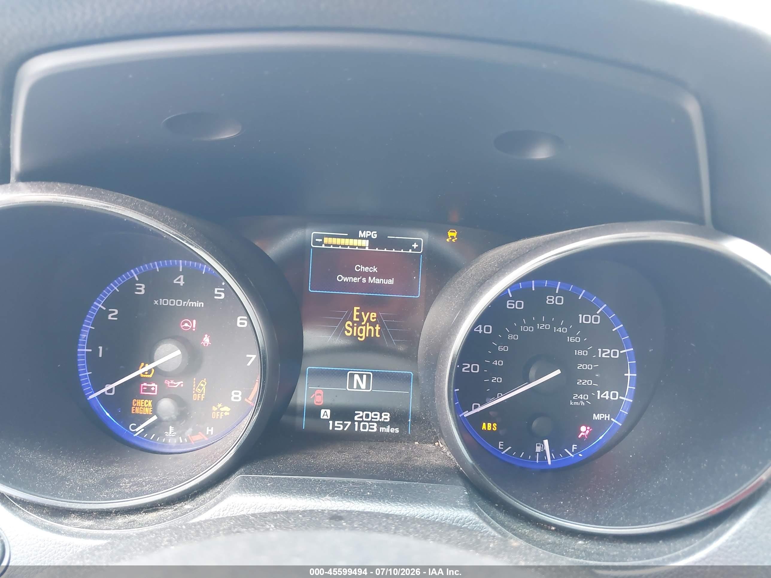 2019 Subaru LEGACY VIN 4S3BNAF67K3031694 IAAI salvage auction — Front End, Salvage (Tennessee), sold $400 on 2026-08-27 (photo 7)