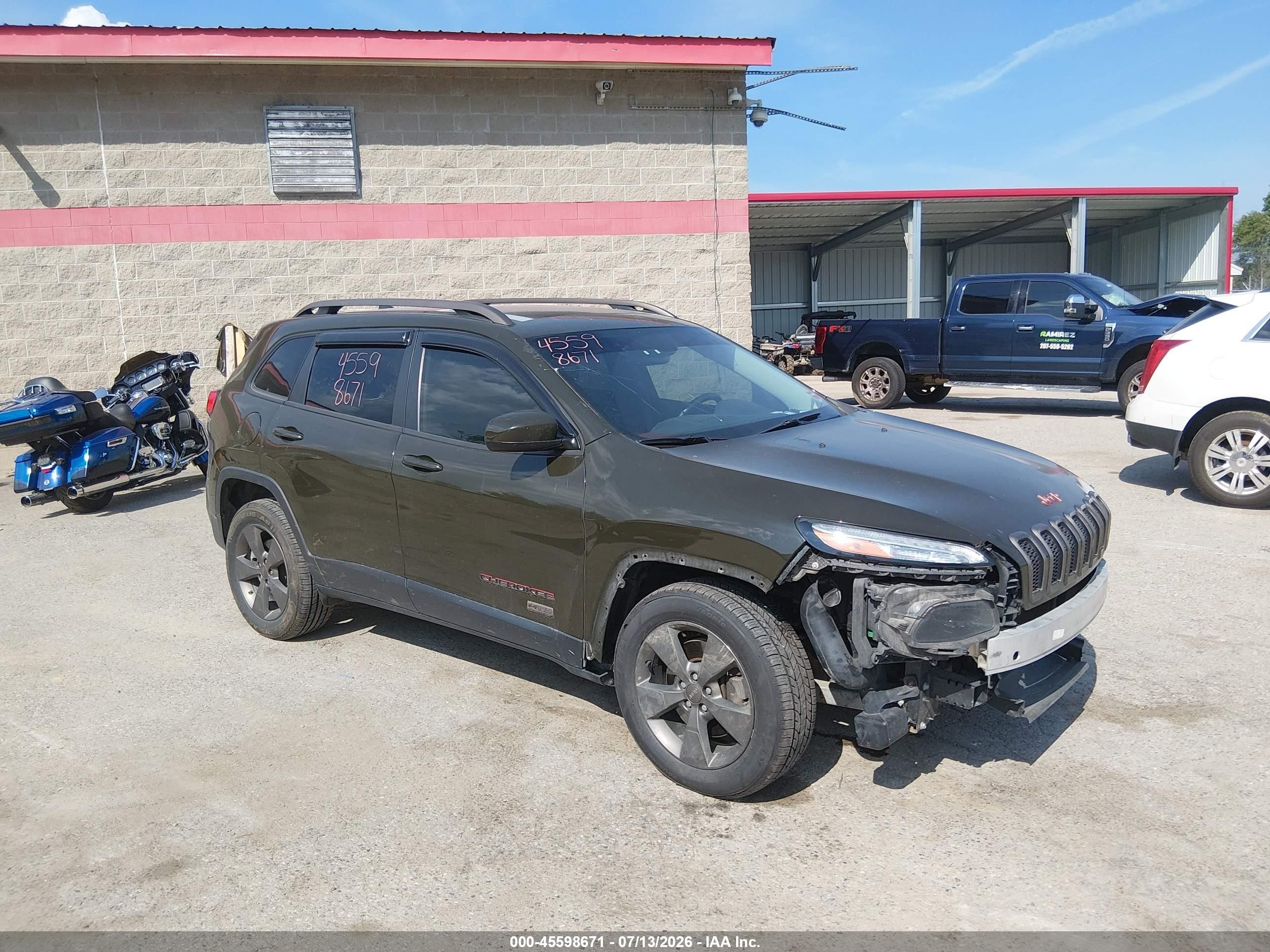 2016 Jeep Cherokee VIN 1C4PJMCS5GW340056 IAAI salvage auction — Front End, Salvage (Maine), sold $500 on 2026-09-08 (photo 1)